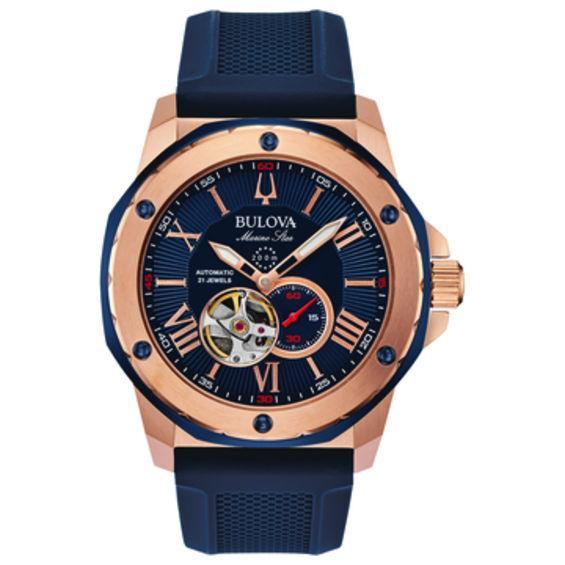 Bulova Mens Marine Star Automatic Gold Tone Stainless Steel Bracelet Watch - 97A174 Product Image