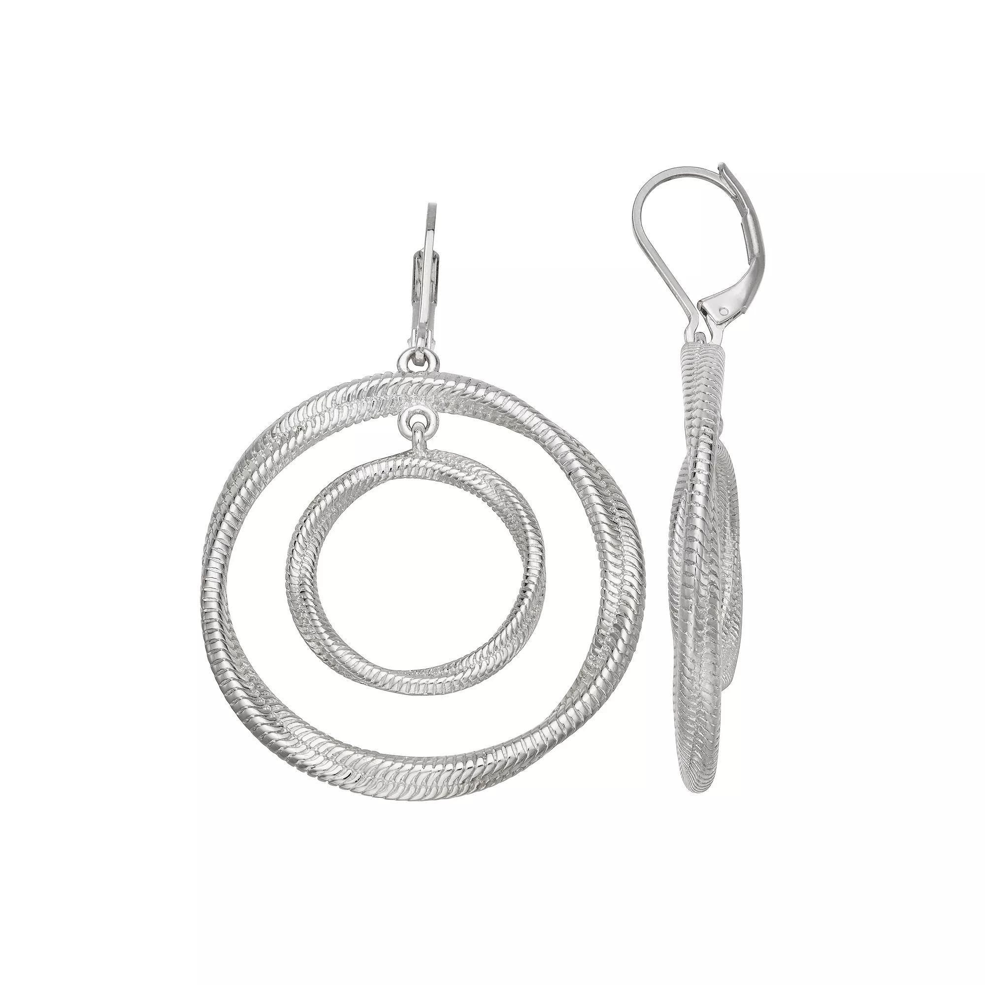 Napier Silver Tone Twisted Orbital Drop Earrings, Womens Product Image