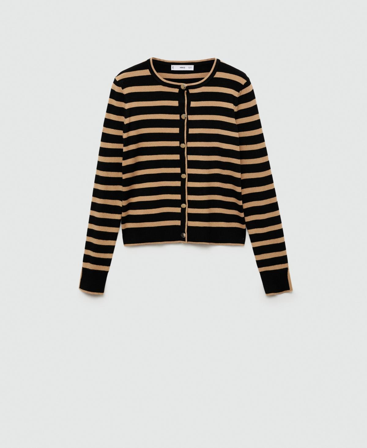 Mango Womens Stripped Knit Cardigan Sweater Product Image