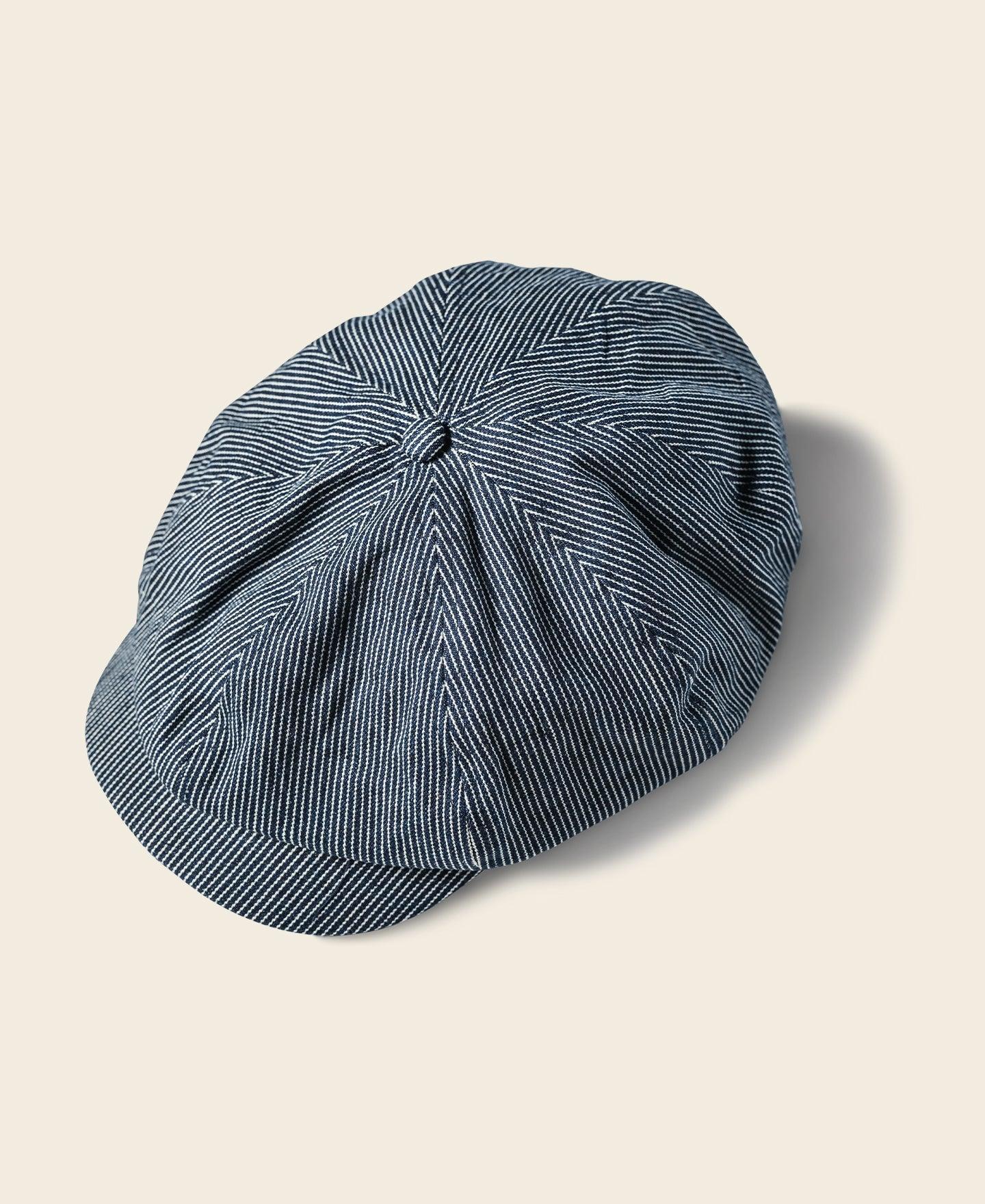 Striped Denim Newsboy Cap Product Image