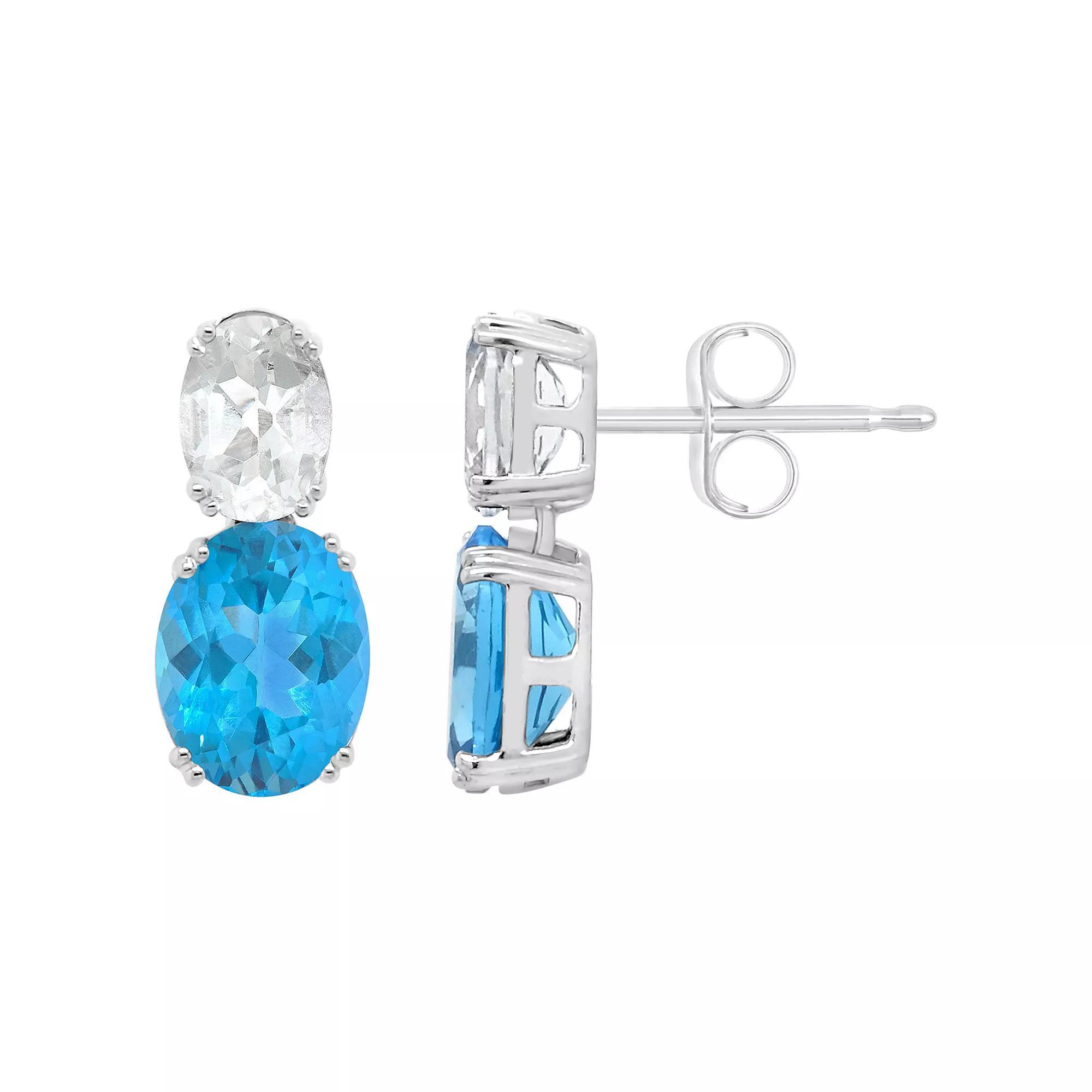 Alyson Layne Sterling Silver Blue Topaz & White Topaz Earrings, Women's Product Image