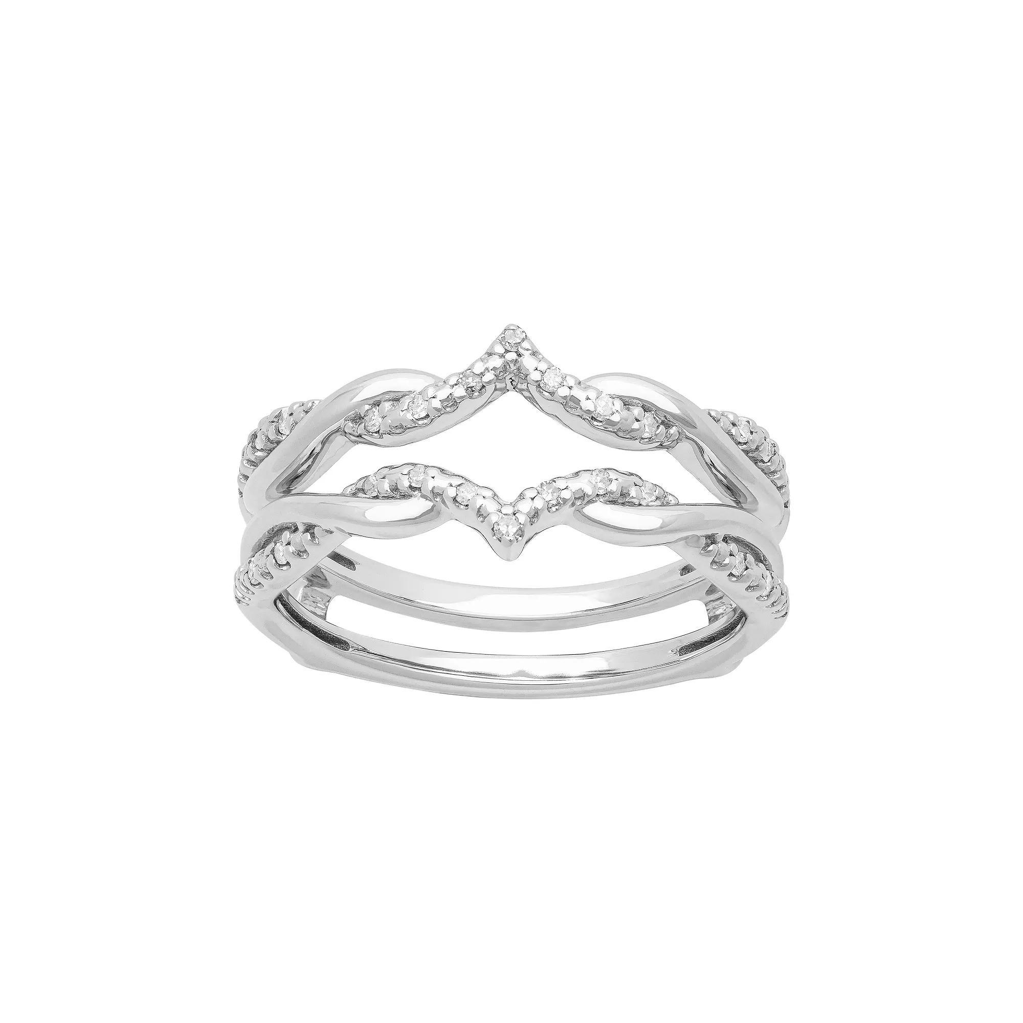 Love Always 10k White Gold 1/10 Carat T.W. Diamond Enhancer Ring, Women's, Size: 6, 10k Whgold Product Image