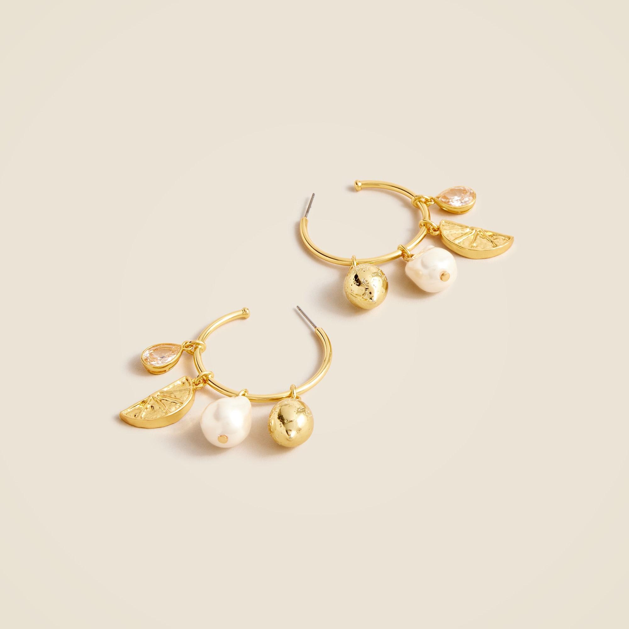 Nautical lemon charm hoop earrings Product Image