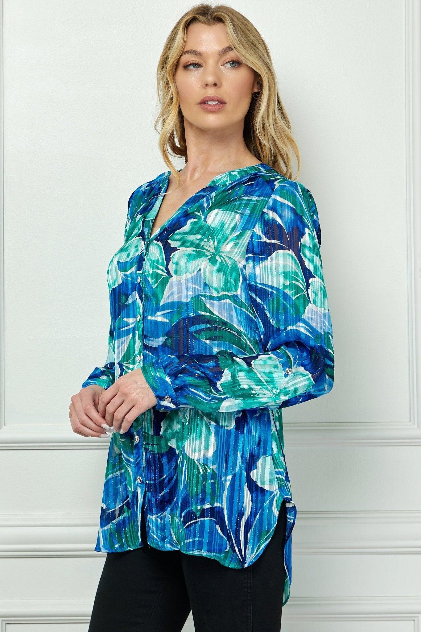 Sara Michelle Green Floral 3/4 2Fer Tank Dress W/ Necklace Product Image