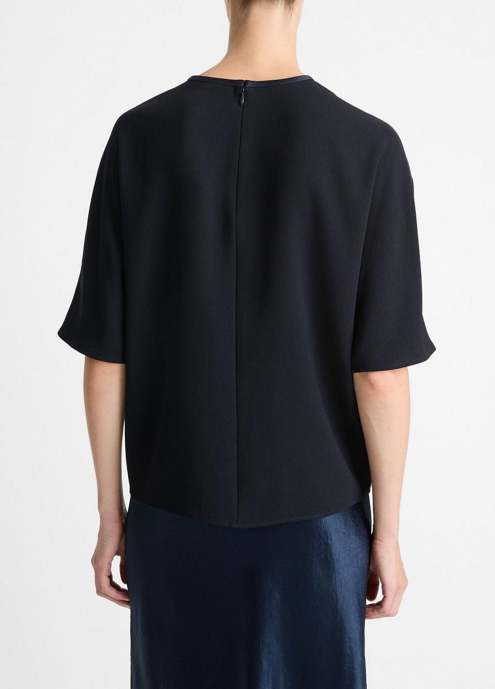 Womens Satin-Trimmed Crepe T-Shirt, Off White, Size L Vince Product Image