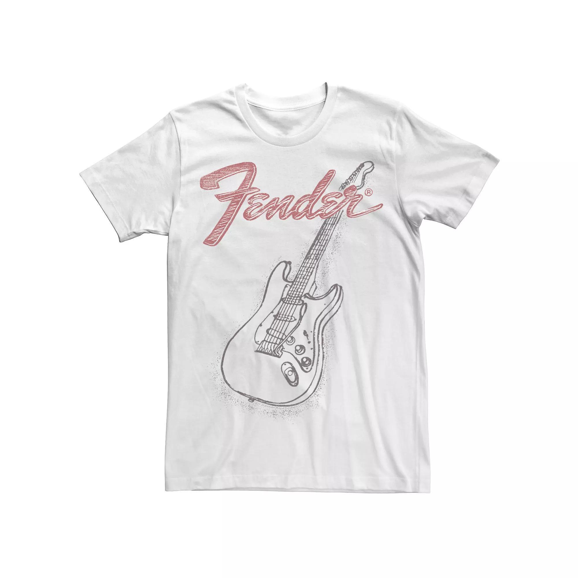 Men's Fender Guitar Sketch Logo Tee, Size: Small, White Product Image