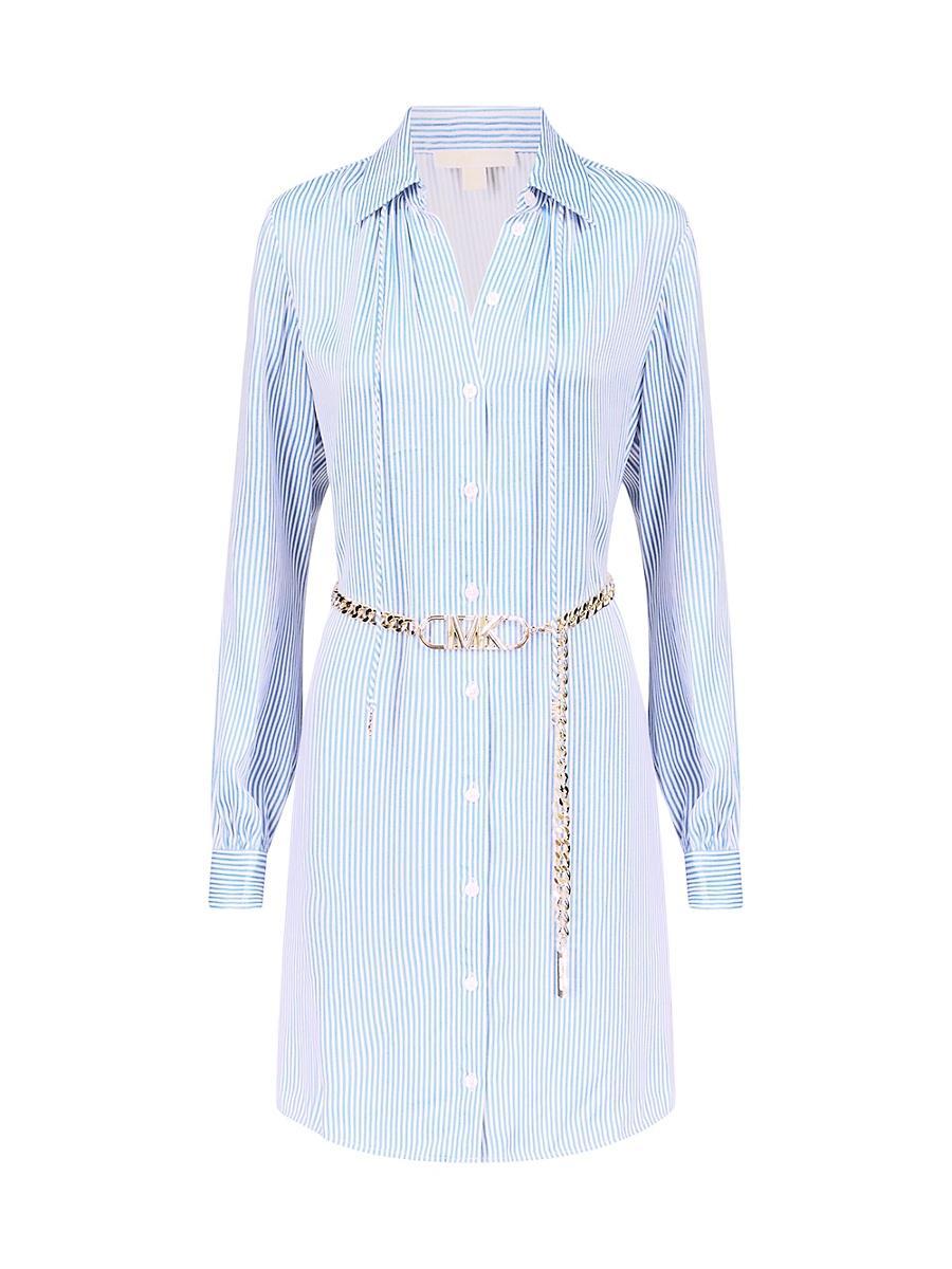 Womens Pinstripe Belted Minidress Product Image