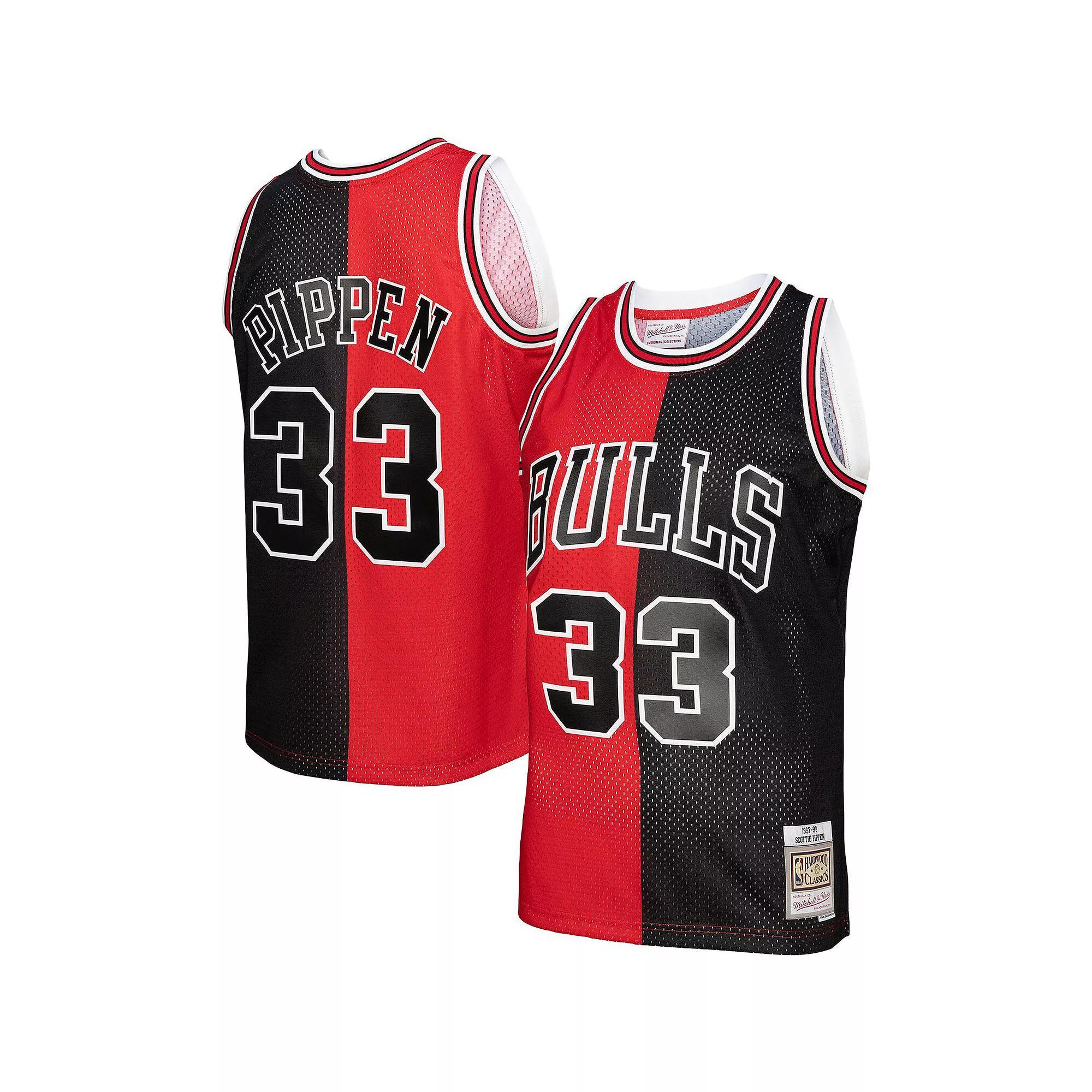 Men's Mitchell & Ness Scottie Pippen Red/Black Chicago Bulls Hardwood Classics 1997-98 Split Swingman Jersey, Size: XL Product Image