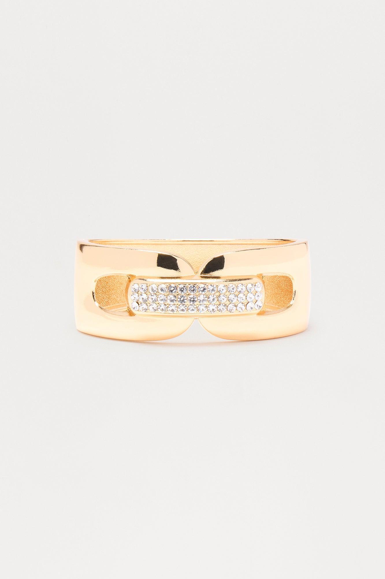 Siren Call Rhinestone Cuff Bracelet - Gold Female Product Image