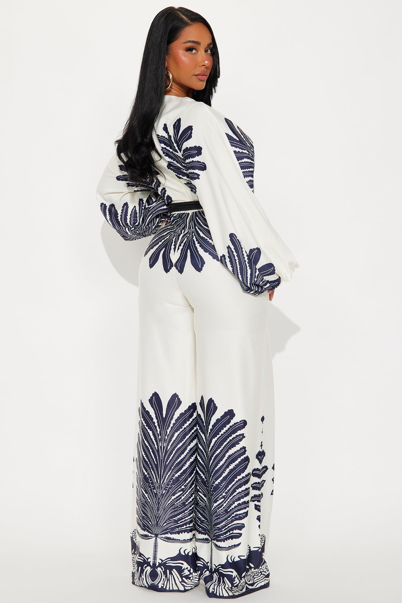 Santorini Stopover Satin Jumpsuit - Navy/combo Product Image