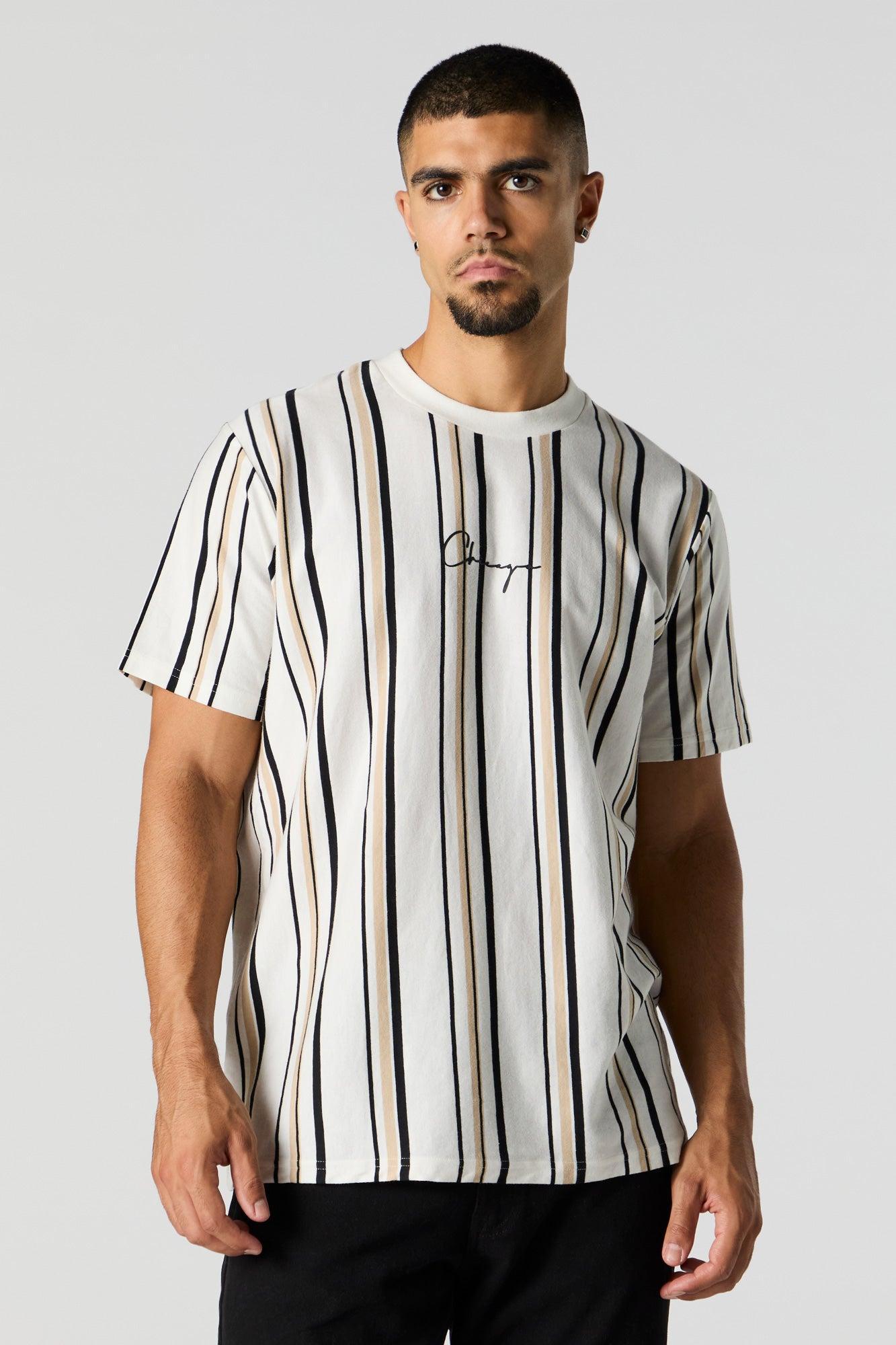 Embroidered Striped T-Shirt Male Product Image