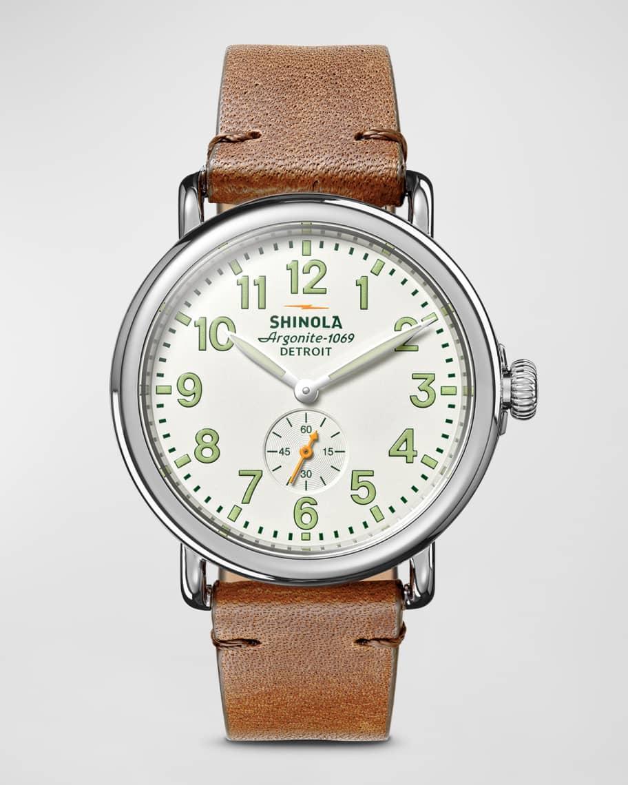 Mens The Runwell Leather-Strap Watch, 41mm Product Image