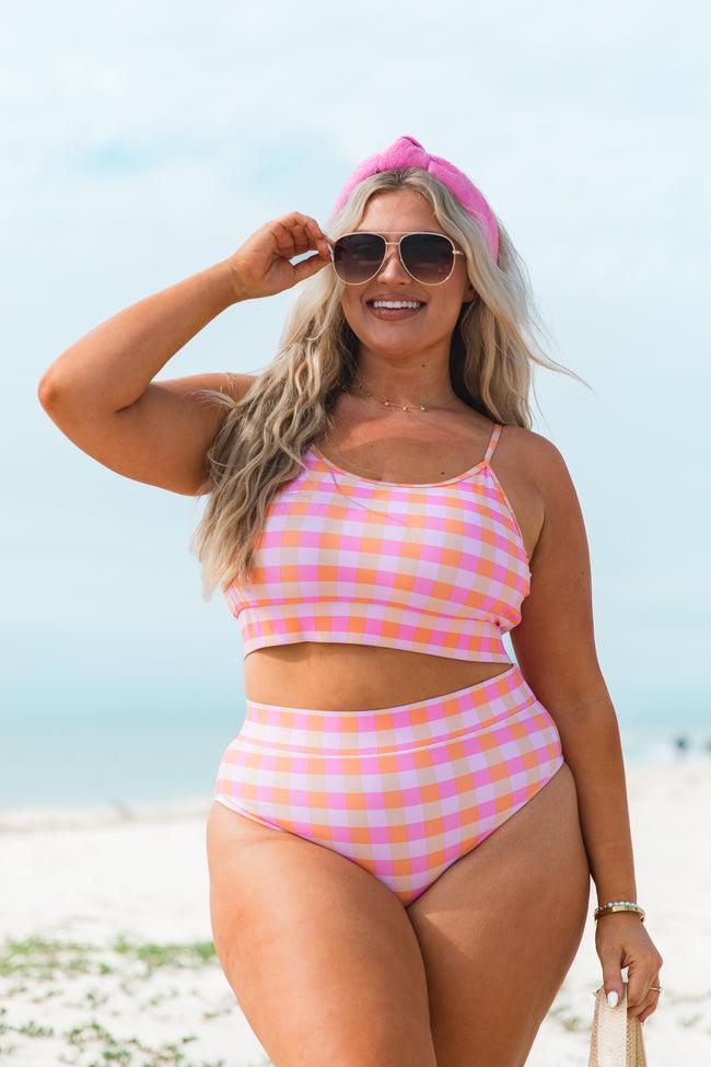Kind Of Coastal In Girly Gingham Swimsuit Bottom & Sarong FINAL SALE Product Image