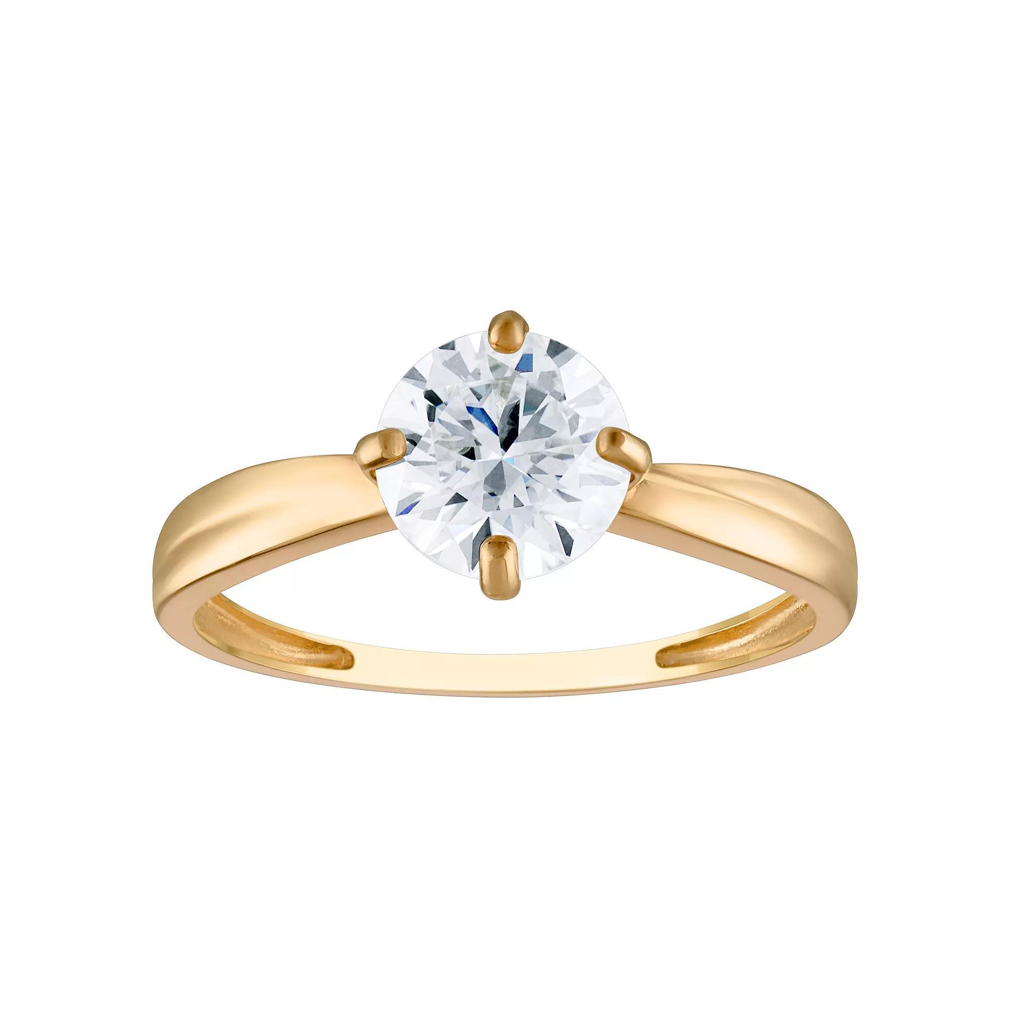 White Lotus 10k Gold 1 3/8 Carat T.W. Lab-Created Moissanite Polished Textured Band Engagement Ring, Women's, Size: 7 Product Image