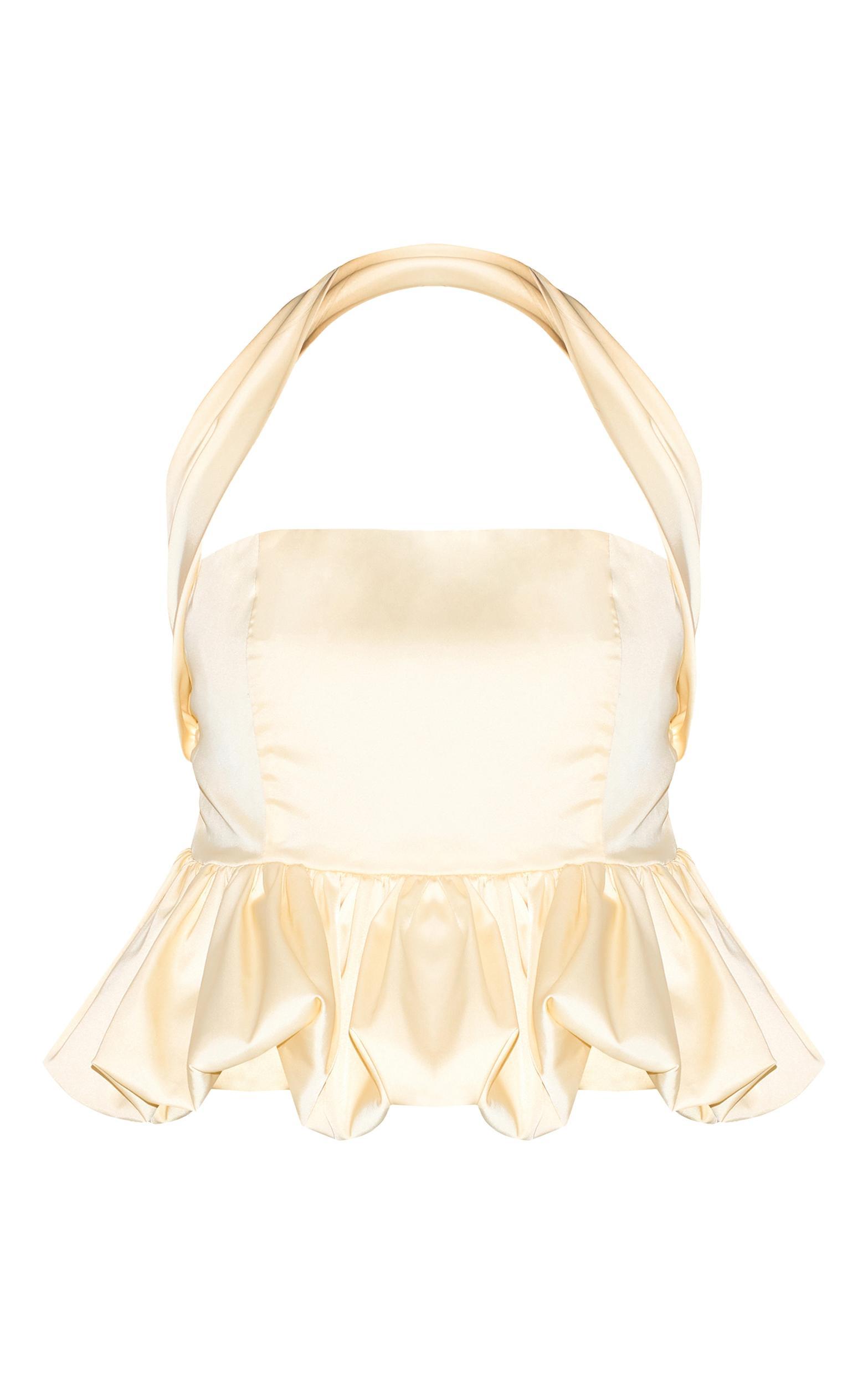 Yellow Halterneck Puff Ball Top Product Image