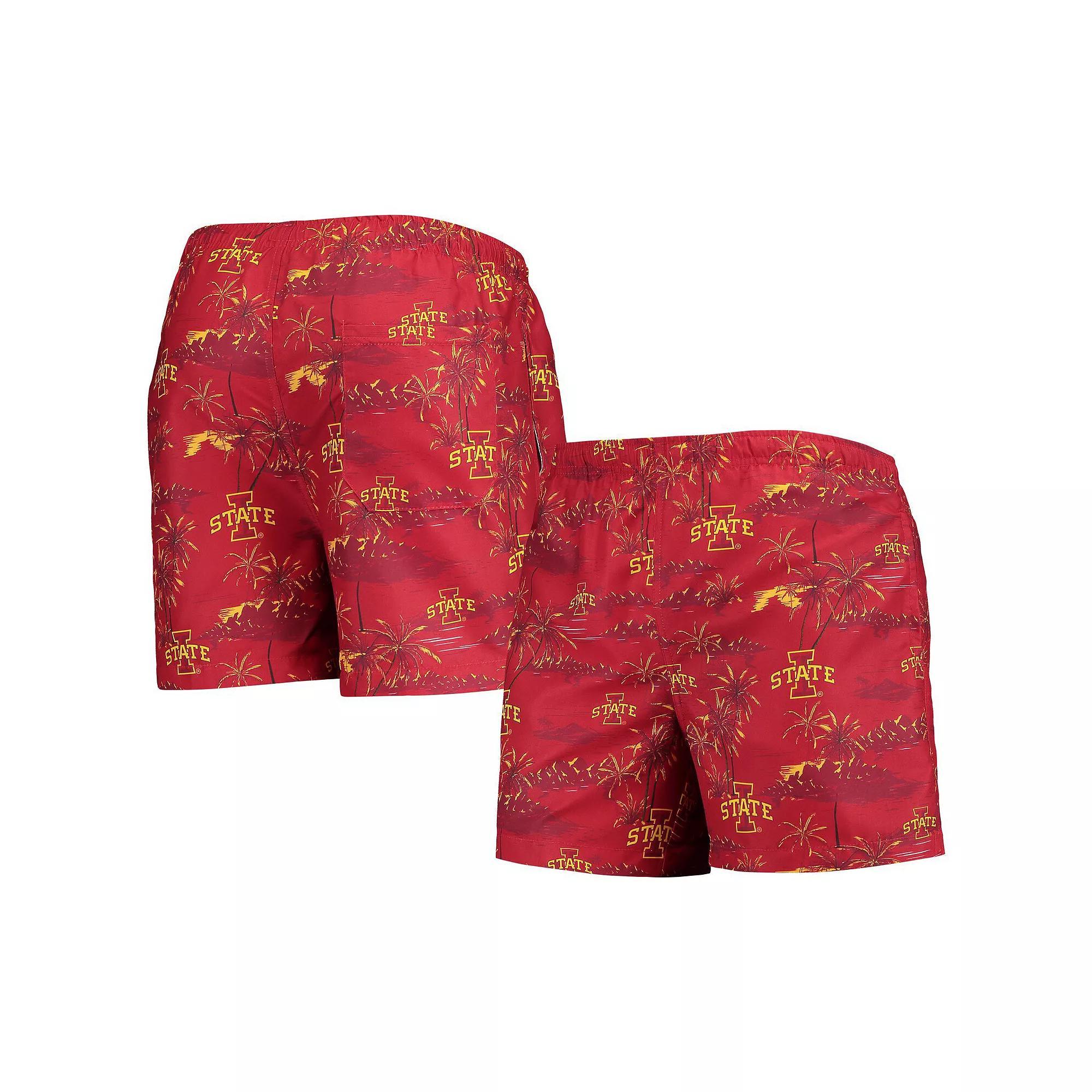 Men's FOCO Cardinal Iowa State Cyclones Island Palm Swim Trunks, Size: 2XL, Red Product Image