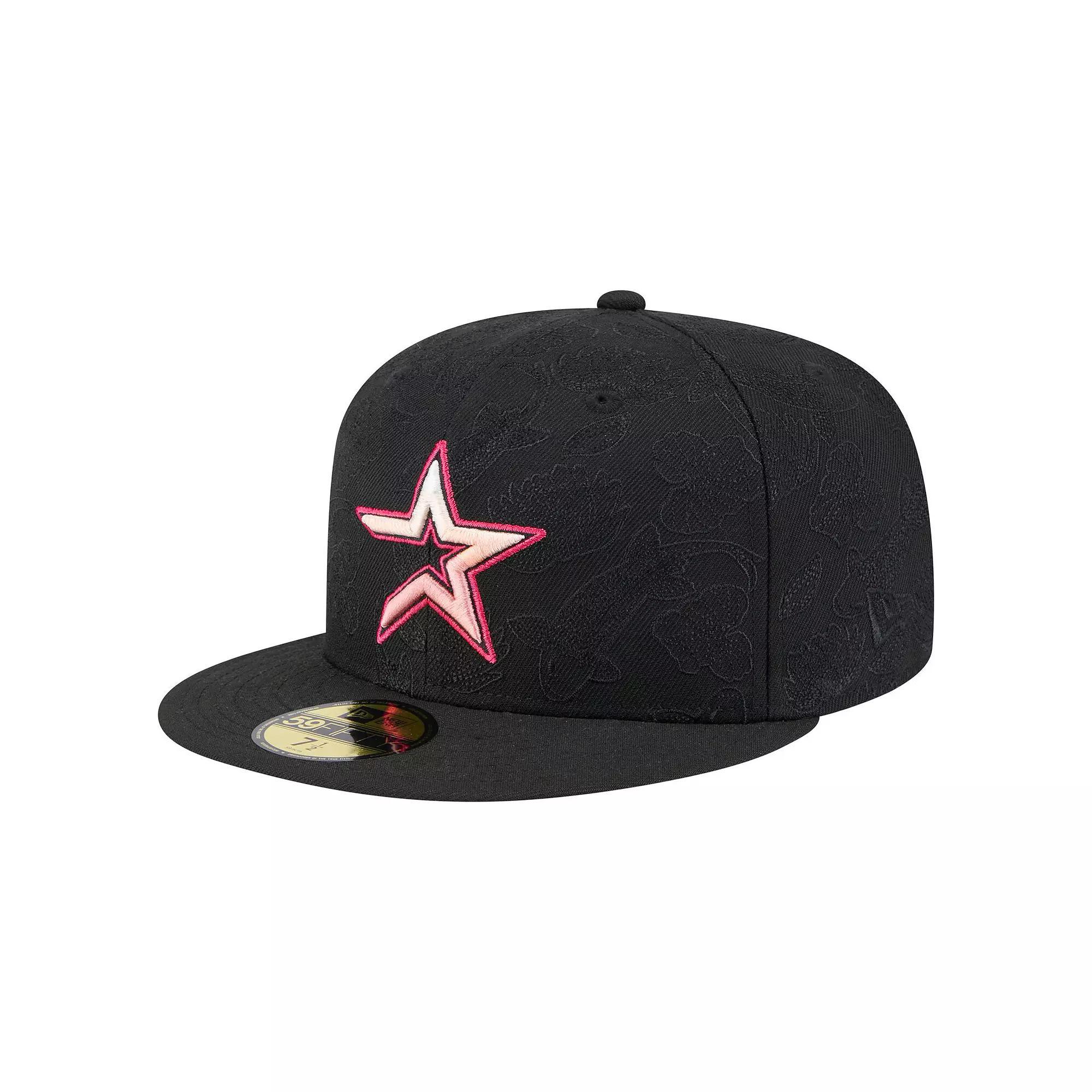 Men's New Era Black Houston Astros Tonal Koi 59FIFTY Fitted Hat, Size: 7 1/4 Product Image