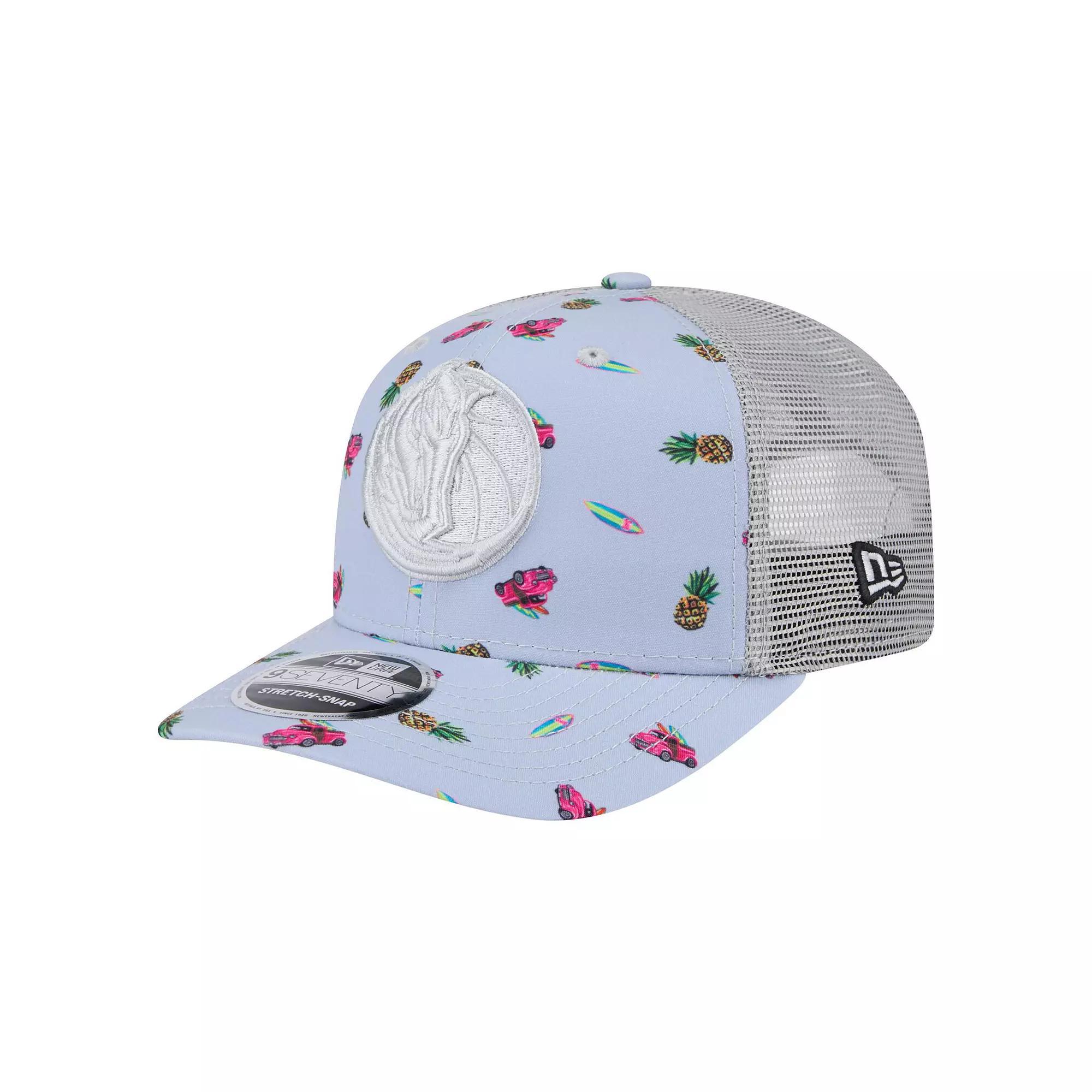 Mens New Era Blue/Gray Dallas Mavericks Adventure Aloha Pattern 9SEVENTY Stretch-Snap Hat Product Image