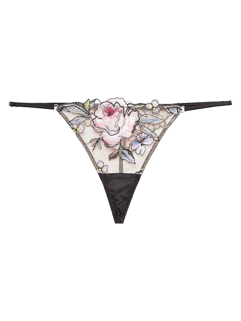 Womens Fidelia Floral Embroidered Silk-Tulle Thong Product Image