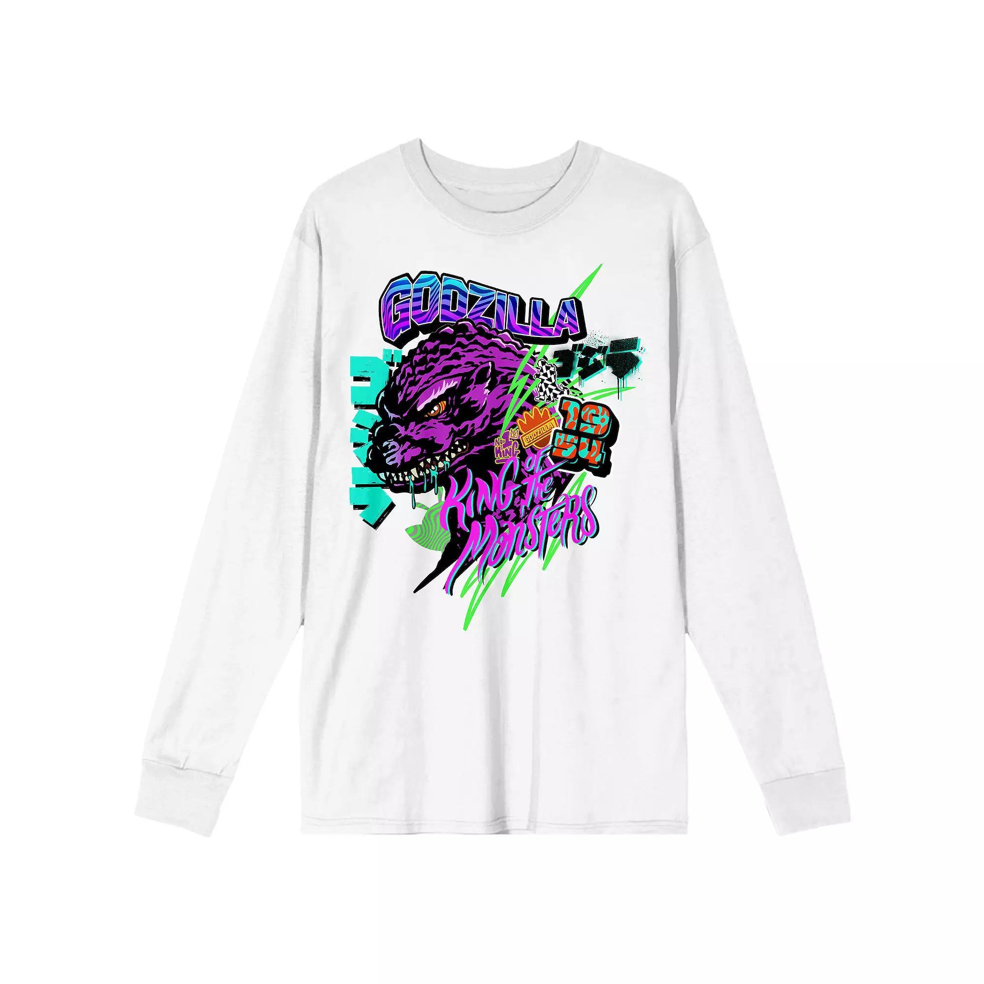 Men's Godzilla Classic King of the Monsters Long Sleeve Tee, Size: Small, White Product Image
