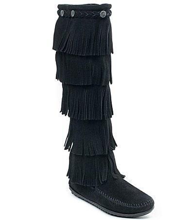 Minnetonka 5-Layer Fringe Suede Boots Product Image