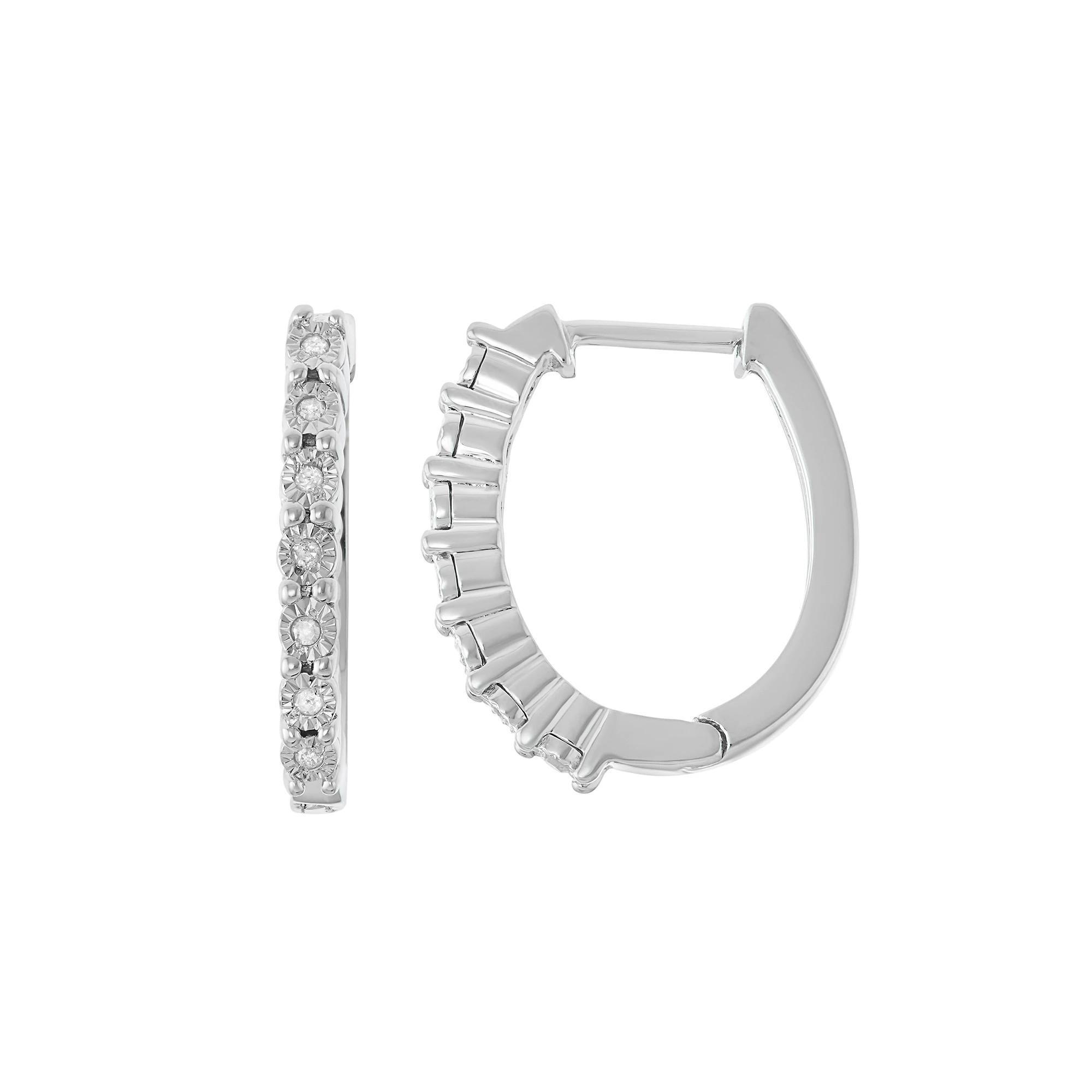 Sterling Silver Diamond Accent Hoop Earrings, Women's, White Product Image