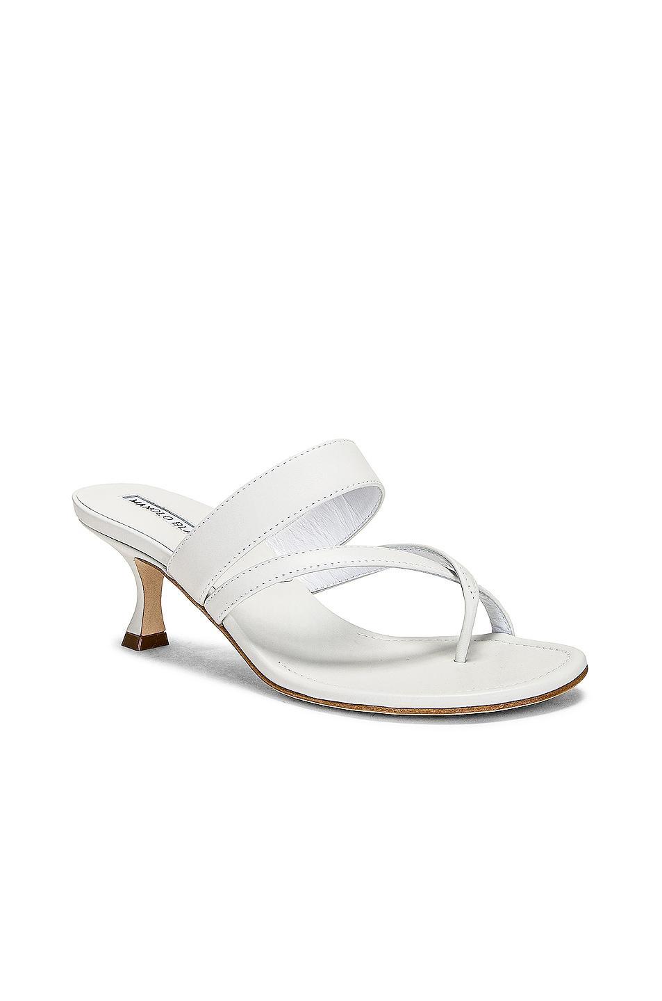 Manolo Blahnik Susa 50 Leather Sandal in Black - Black. Size 38.5 (also in 35.5, 36, 37.5, 38, 39, 39.5). Product Image