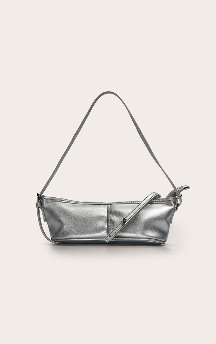Silver PU Slim Buckle Strap Shoulder Bag Product Image