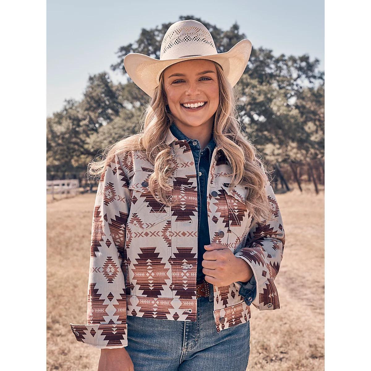 Women's Western Printed Boyfriend Jacket in Geo Product Image