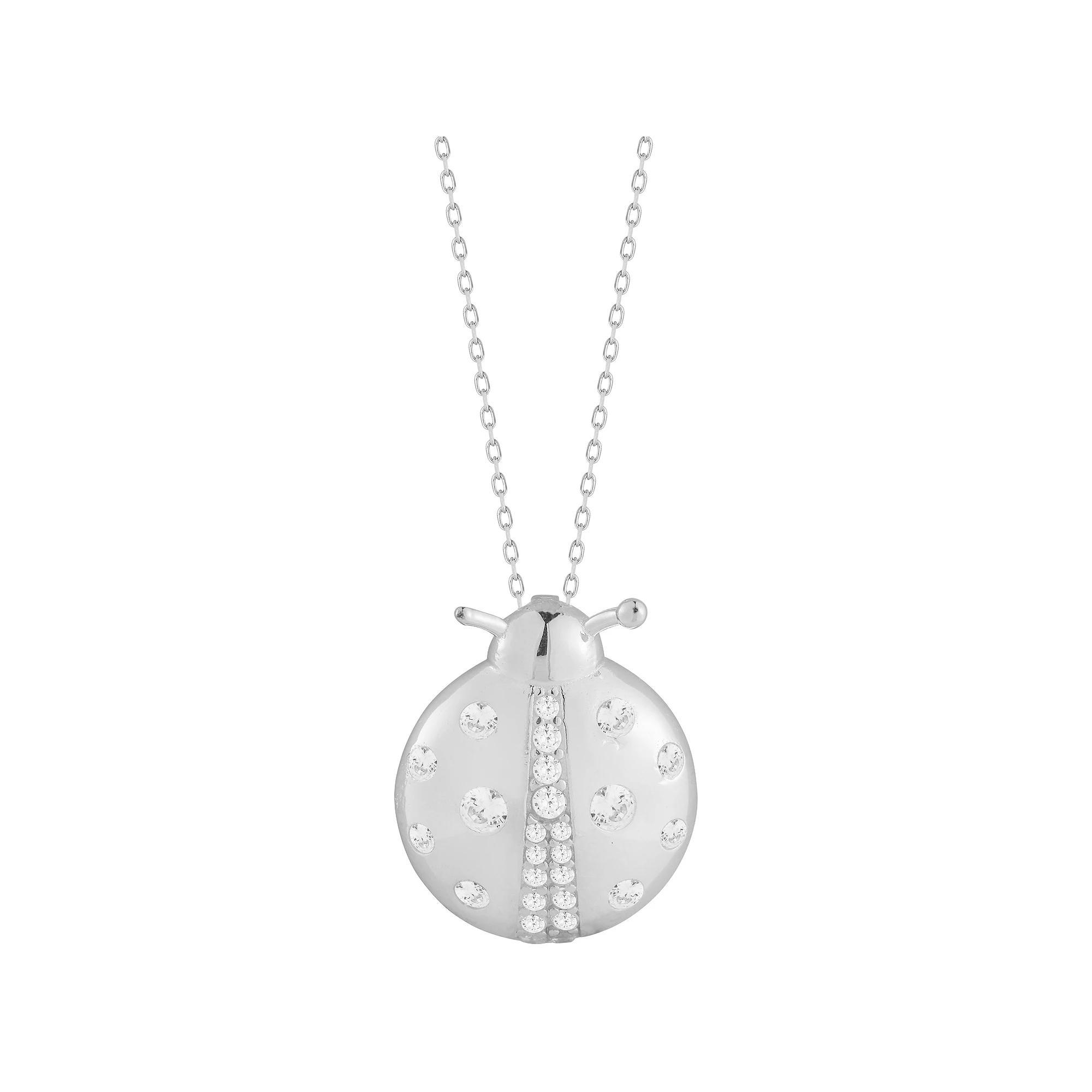 Sunkissed Sterling 14k Gold Over Silver Cubic Zirconia Big Ladybug Necklace, Womens Silver Tone Product Image