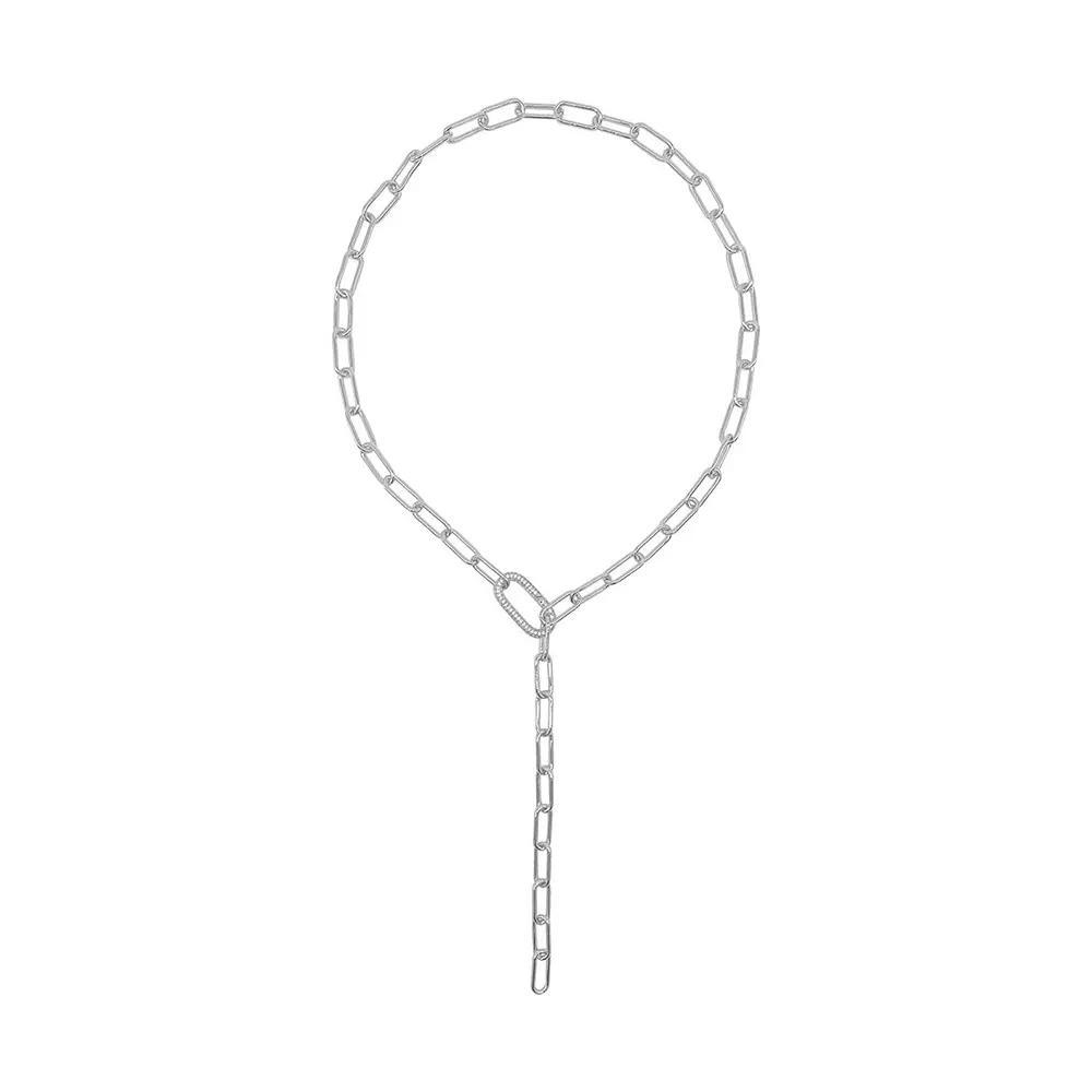 Adornia Brass Paper Clip Chain Lariat Necklace, Women's, Size: 24", Silver Tone Product Image