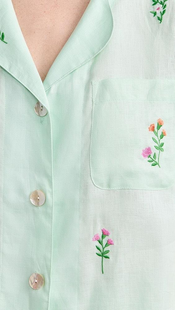BedHead PJs Mint Short Sleeve Classic Shorty Woven Linen PJ Set | Shopbop Product Image