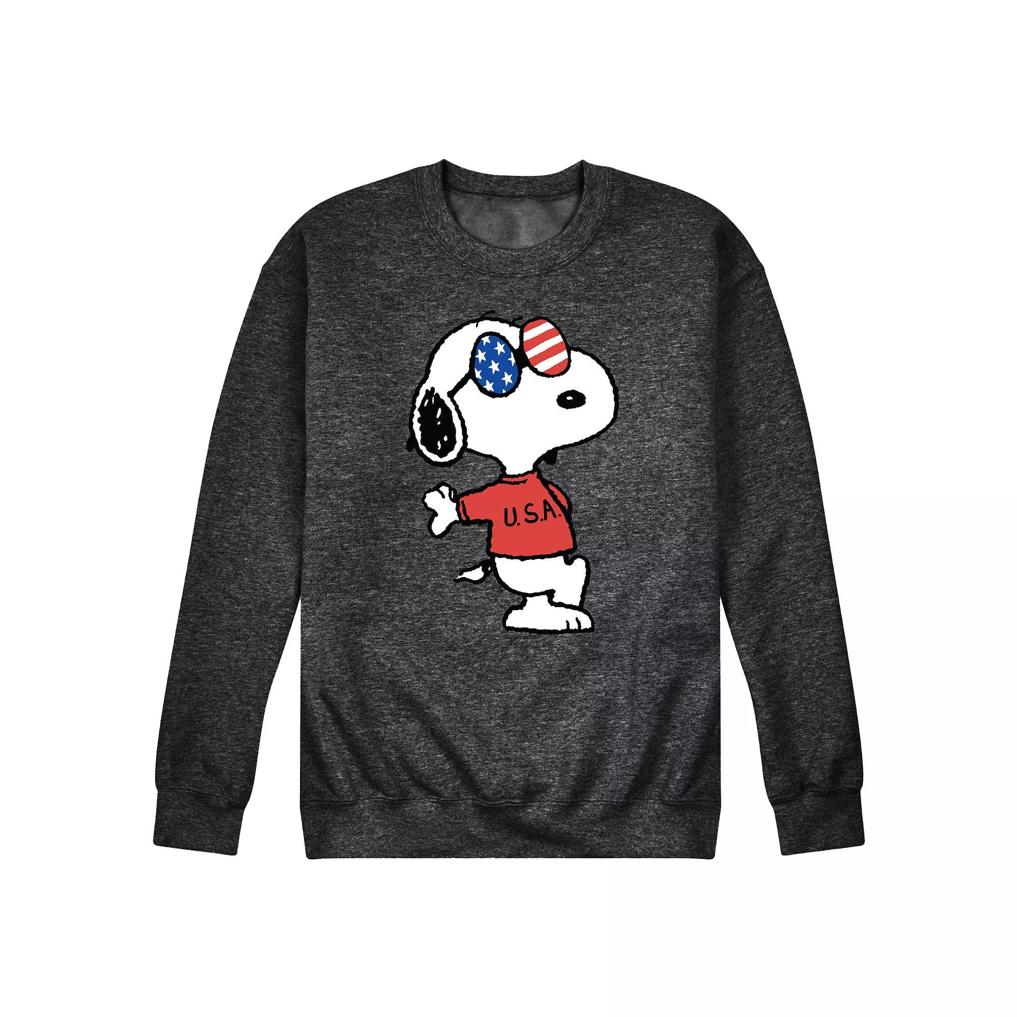 Mens Peanuts Snoopy Americana Graphic Sweatshirt Heather Grey Product Image