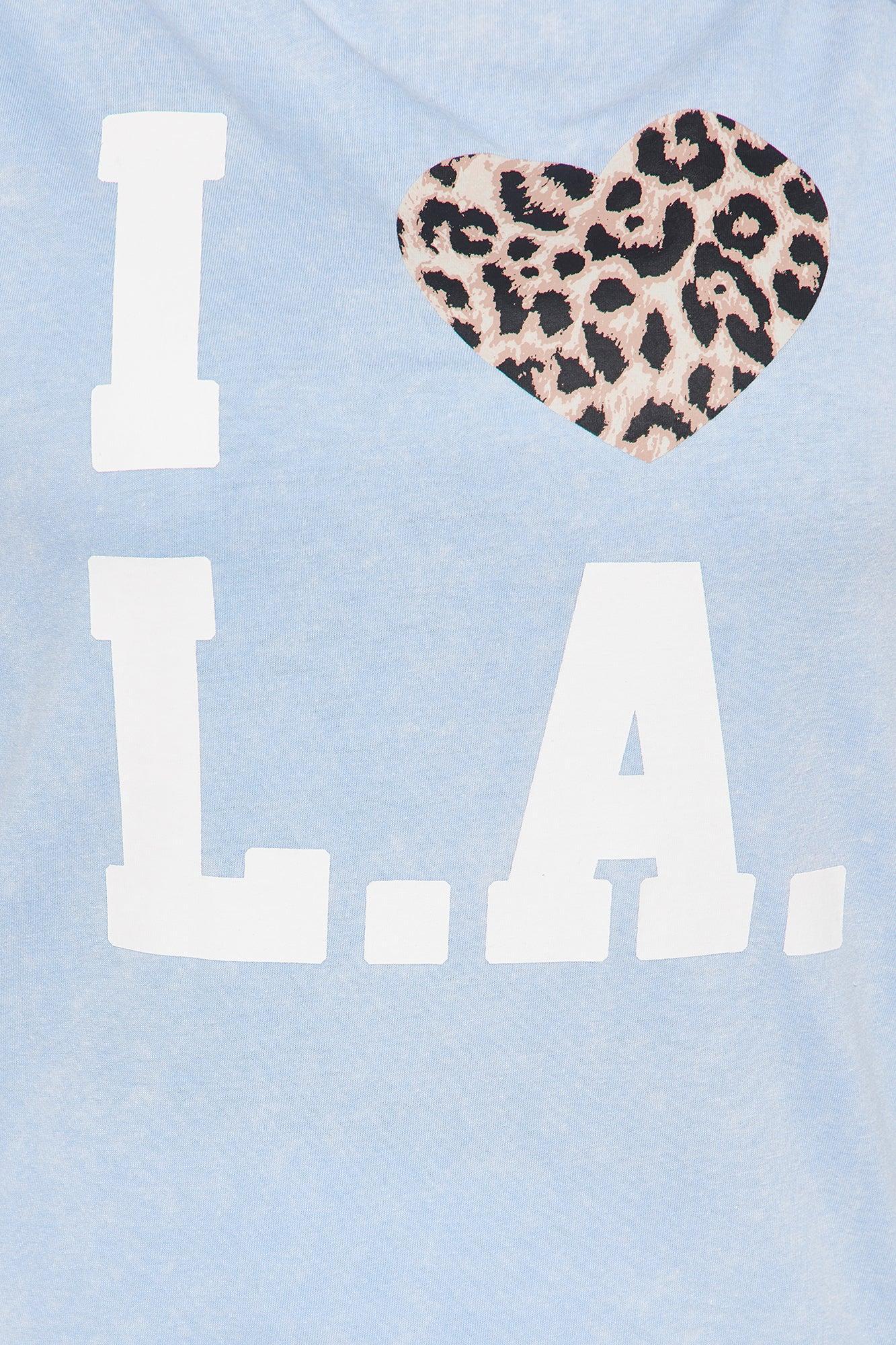 I Love LA Washed Oversized Tee - Light Blue Female Product Image