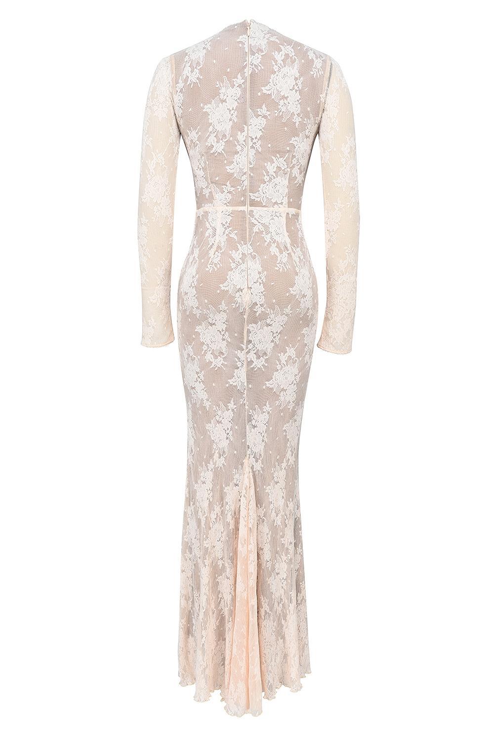 Isoline Peach Lace Maxi Dress Product Image