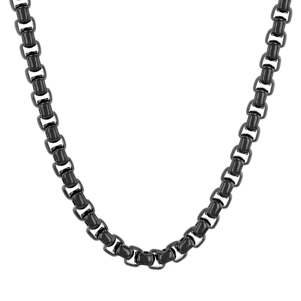 Steel Nation Men's Black Ion-Plated Stainless Steel Square Link Chain Necklace, Size: 24", Silver Product Image