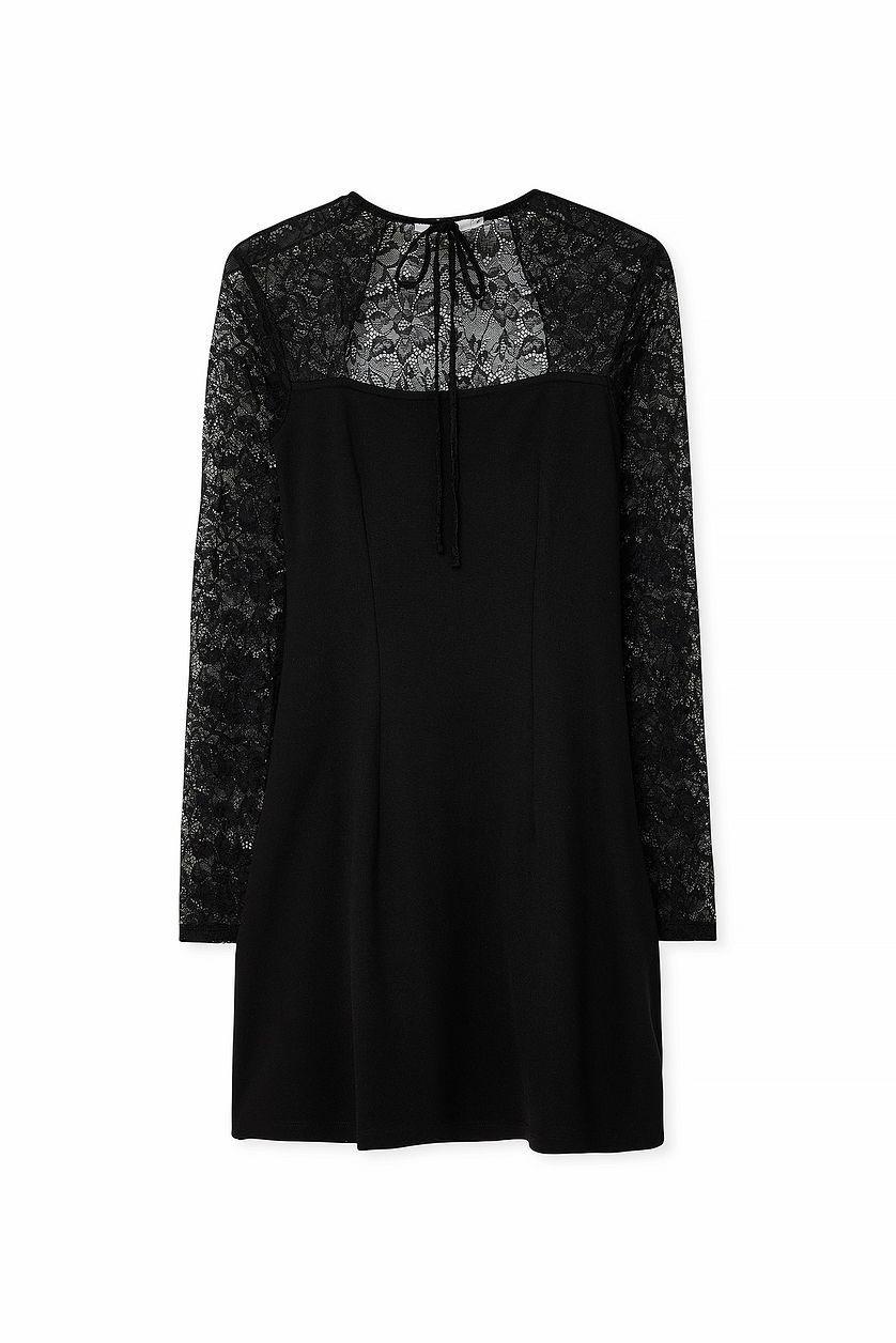 Lace Sleeve Jersey Mini Dress Product Image