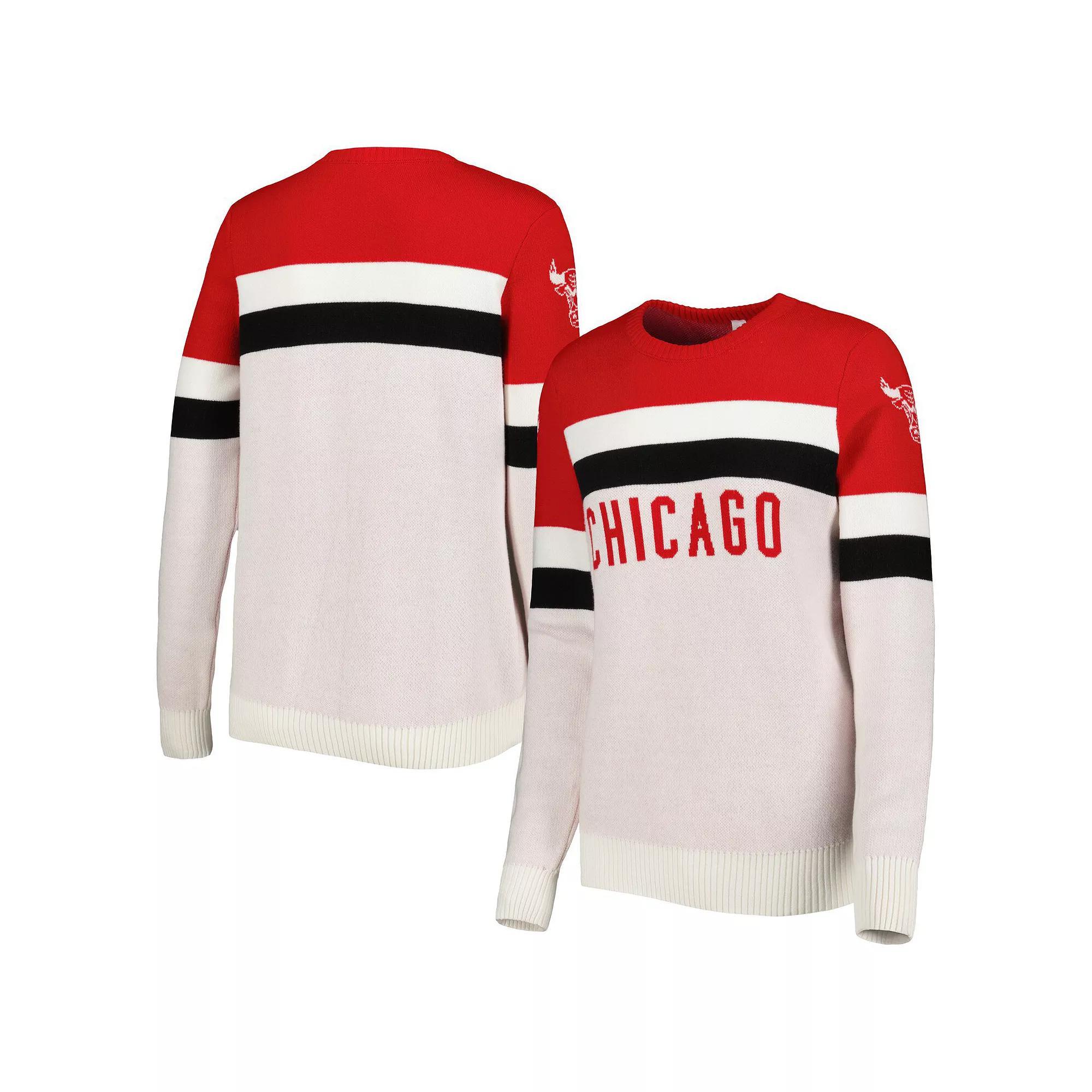 Women's Lusso Red/Cream Chicago Bulls Dominique Pullover Sweater, Size: XL Product Image