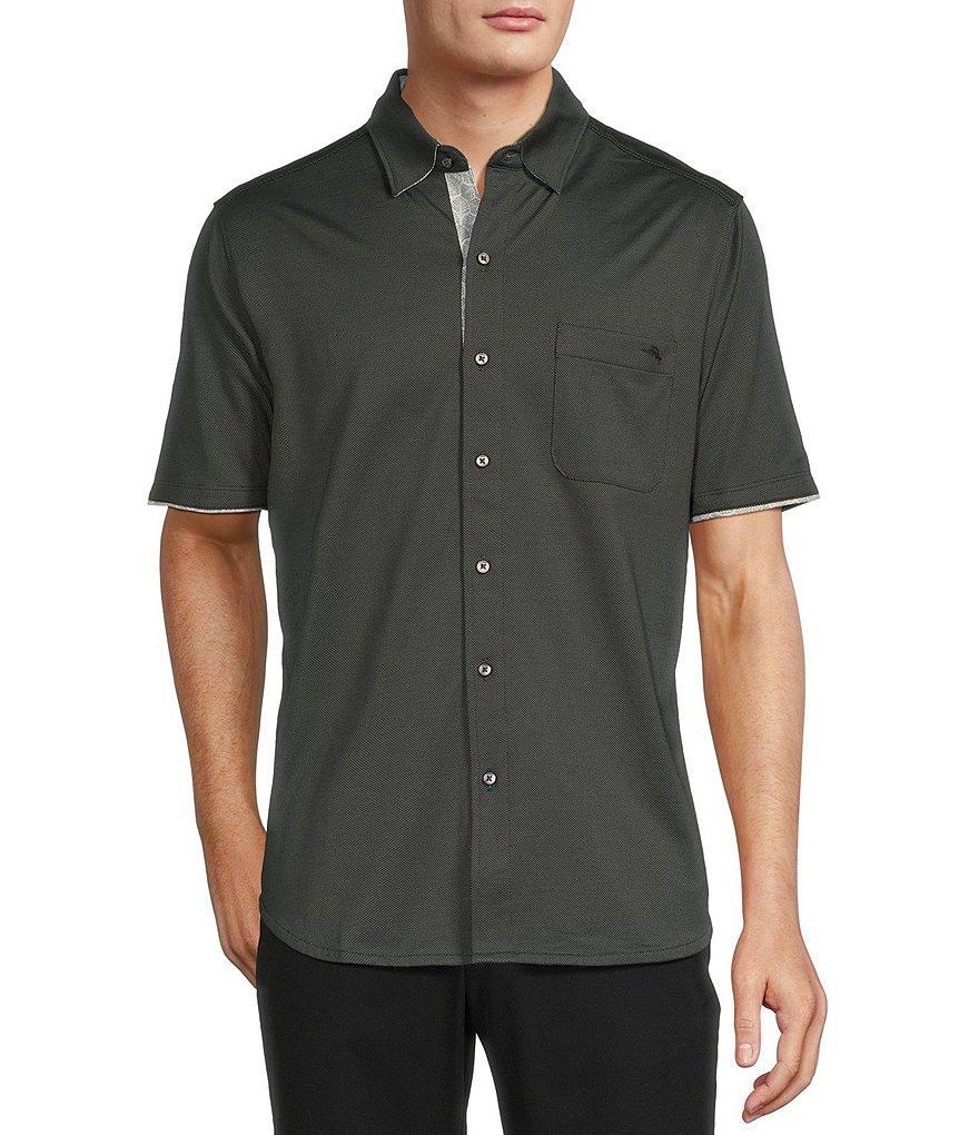 Tommy Bahama Big & Tall San Lucio Tri Leaf Geo Happy Hour Short Sleeve Woven Shirt Product Image
