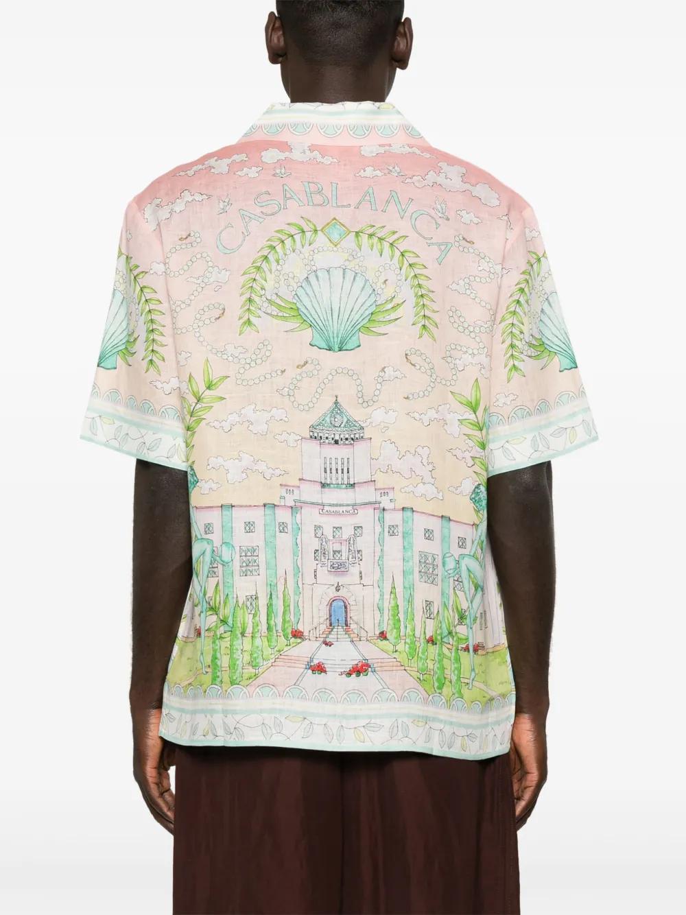 Vase-print linen shirt Product Image