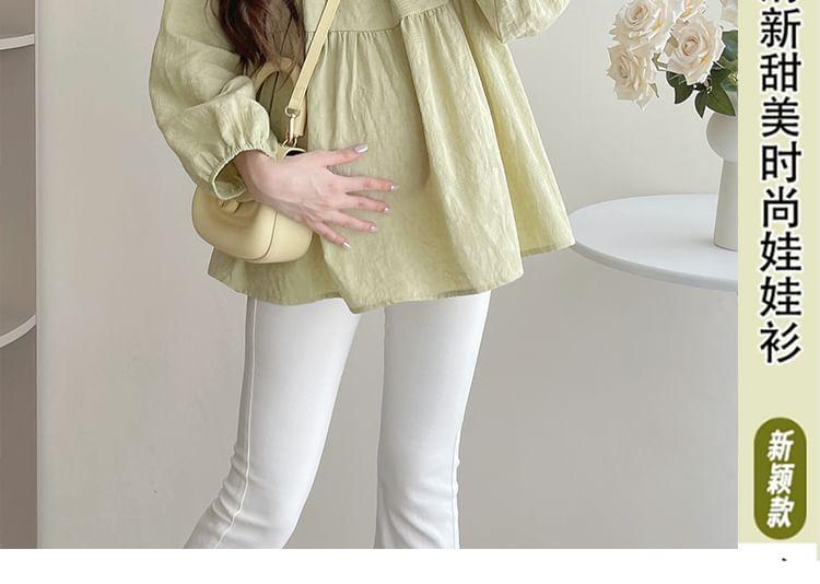 Maternity Puff-Sleeve Plain Blouse Product Image