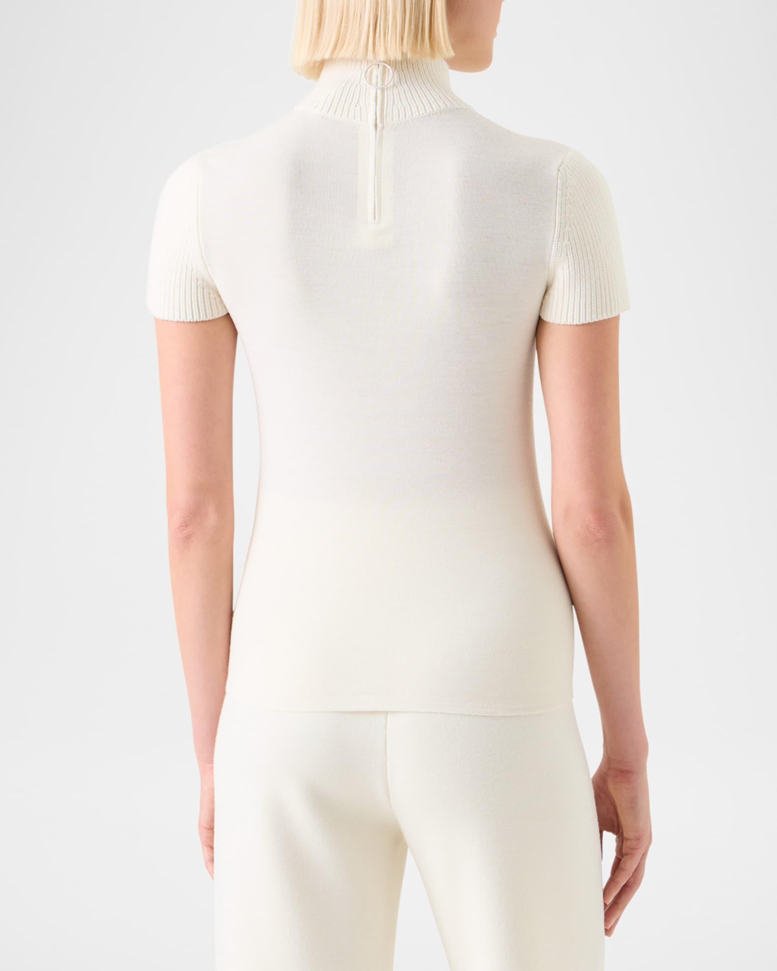 Slit Mock-Neck Short-Sleeve Sweater Product Image