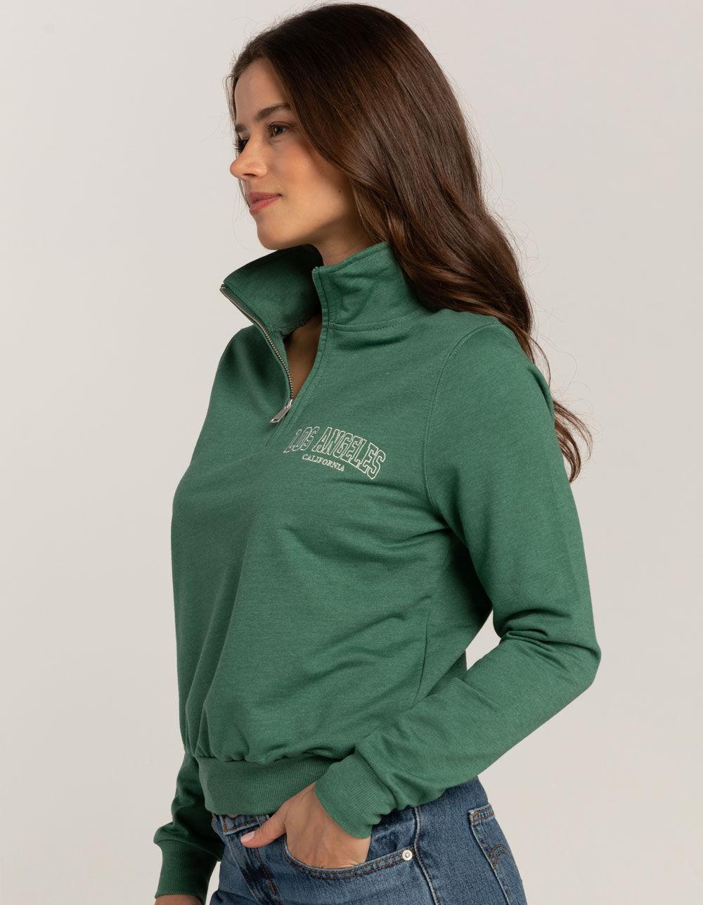 FULL TILT California Quarter Zip Womens Sweatshirt - GREEN Product Image