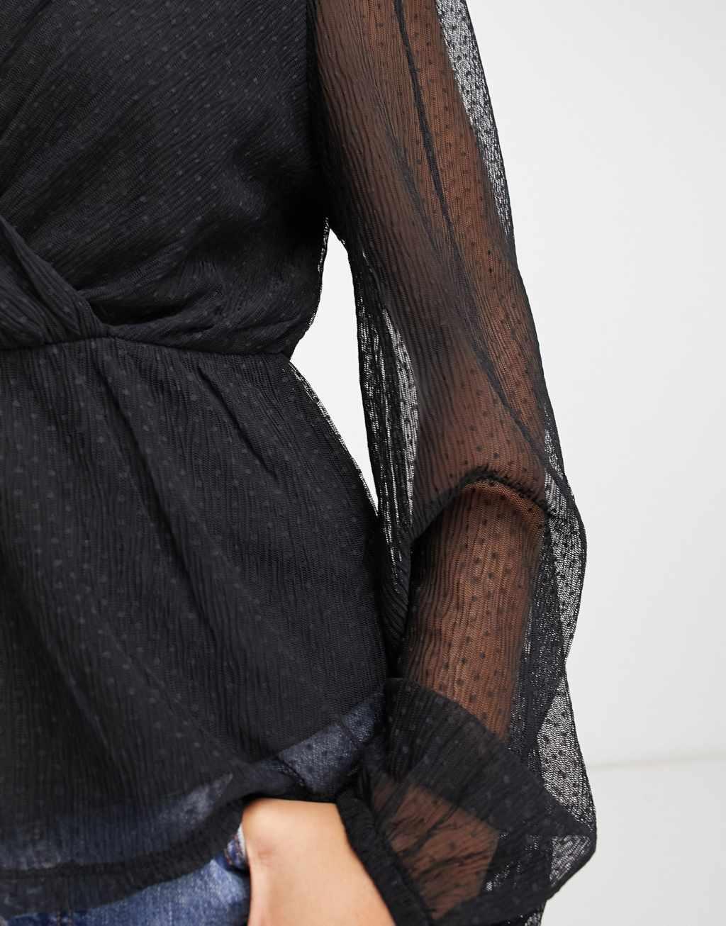 Y.A.S Quinn polka dot mesh wrap top Product Image