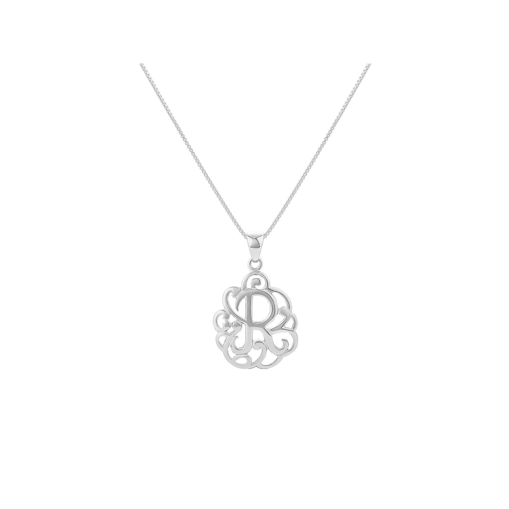 PRIMROSE Sterling Silver Monogram Initial Pendant Necklace, Women's, Size: 18", Silver Tone F Product Image