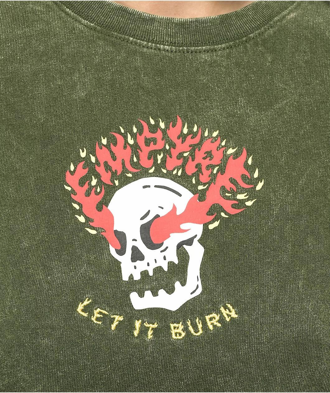 Empyre Ricky Skull Green Wash Crop T-Shirt Product Image