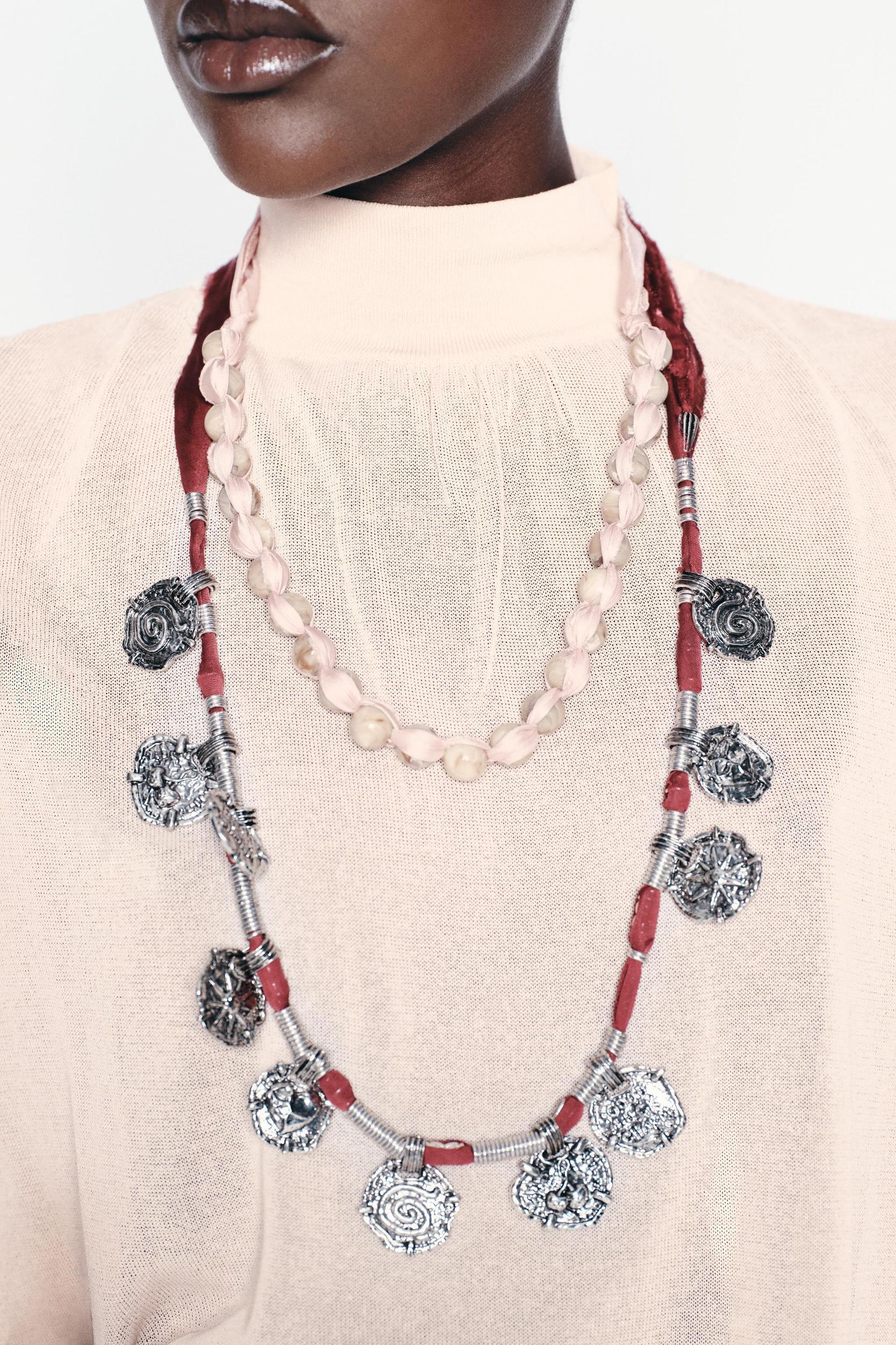 TWO PACK OF FABRIC PIECE NECKLACES Product Image