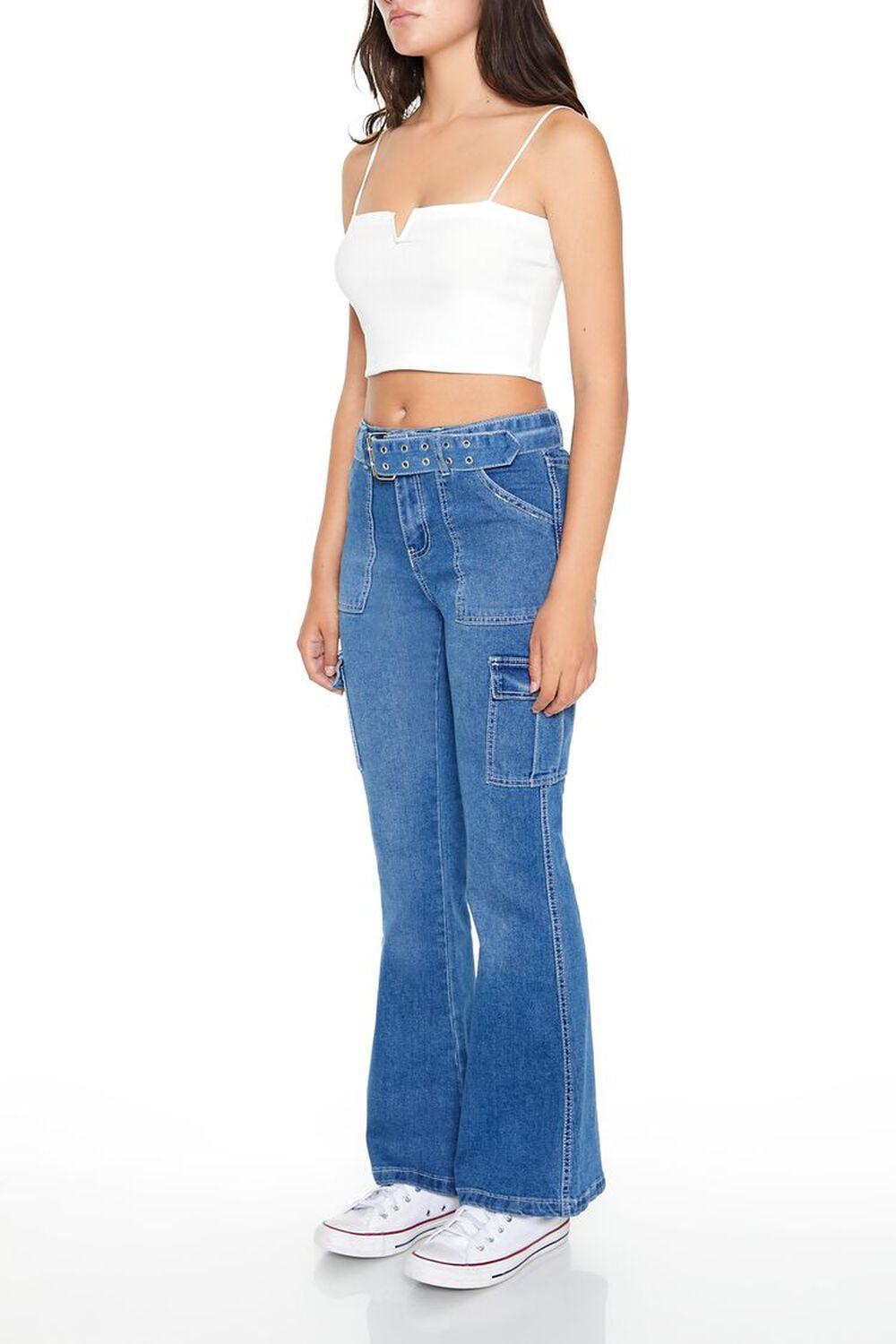 Low-Rise Cargo Flare Jeans | Forever 21 Product Image