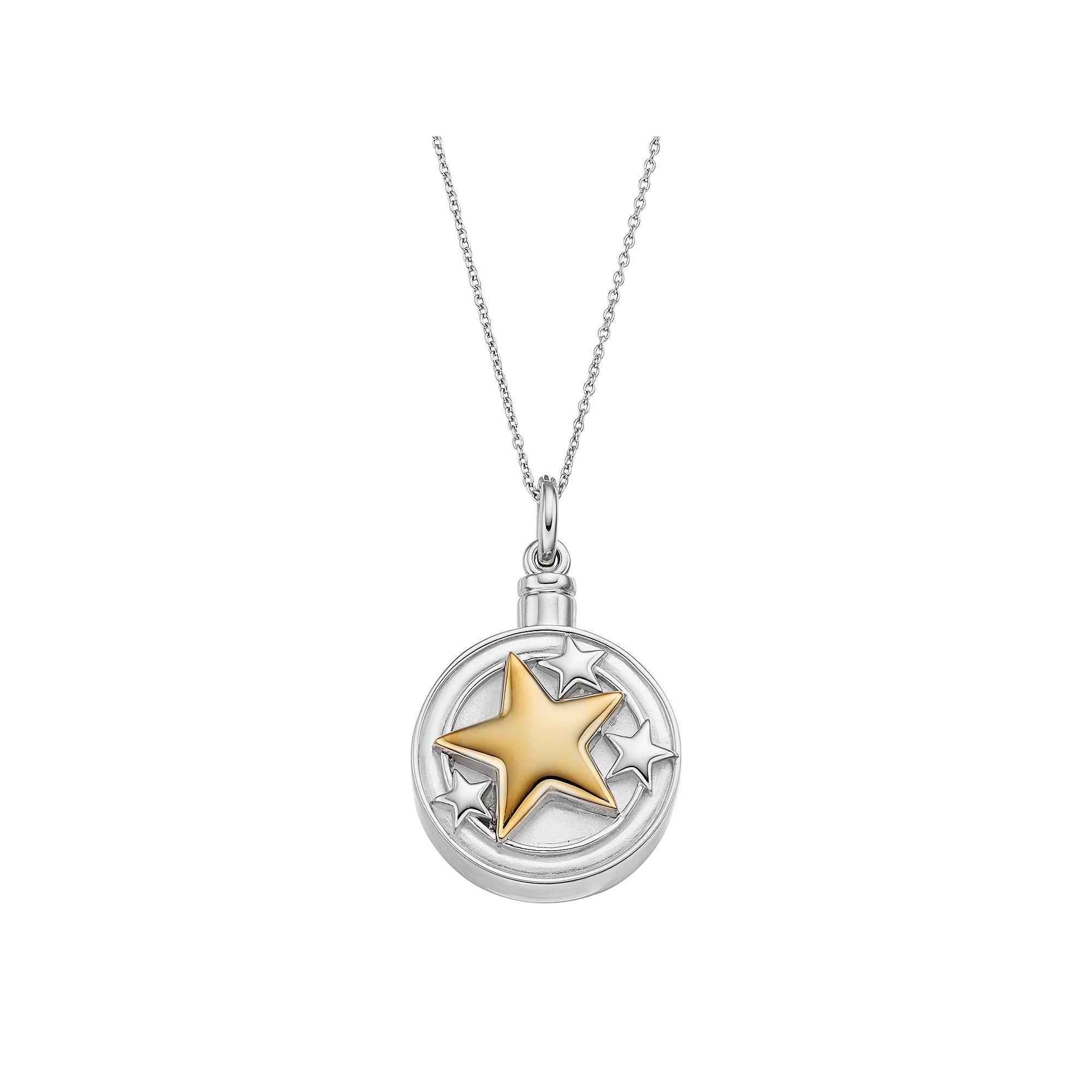 Sentimental Expressions Two Tone Sterling Silver Star Rememberance Ash Holder Necklace, Women's, Size: 18", Grey Product Image