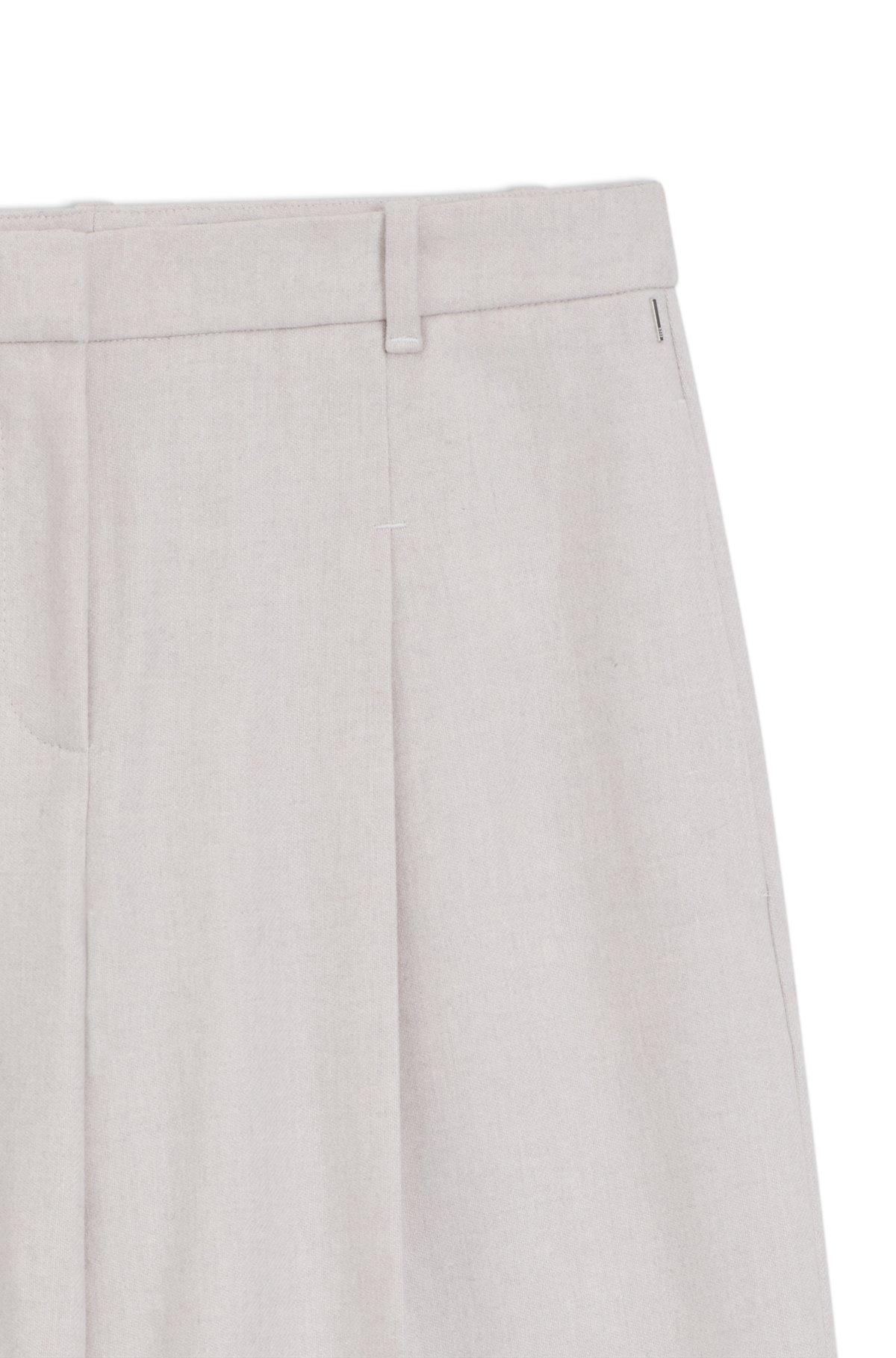 BOSS - Regular-fit wide-leg trousers in soft flannel - White Product Image